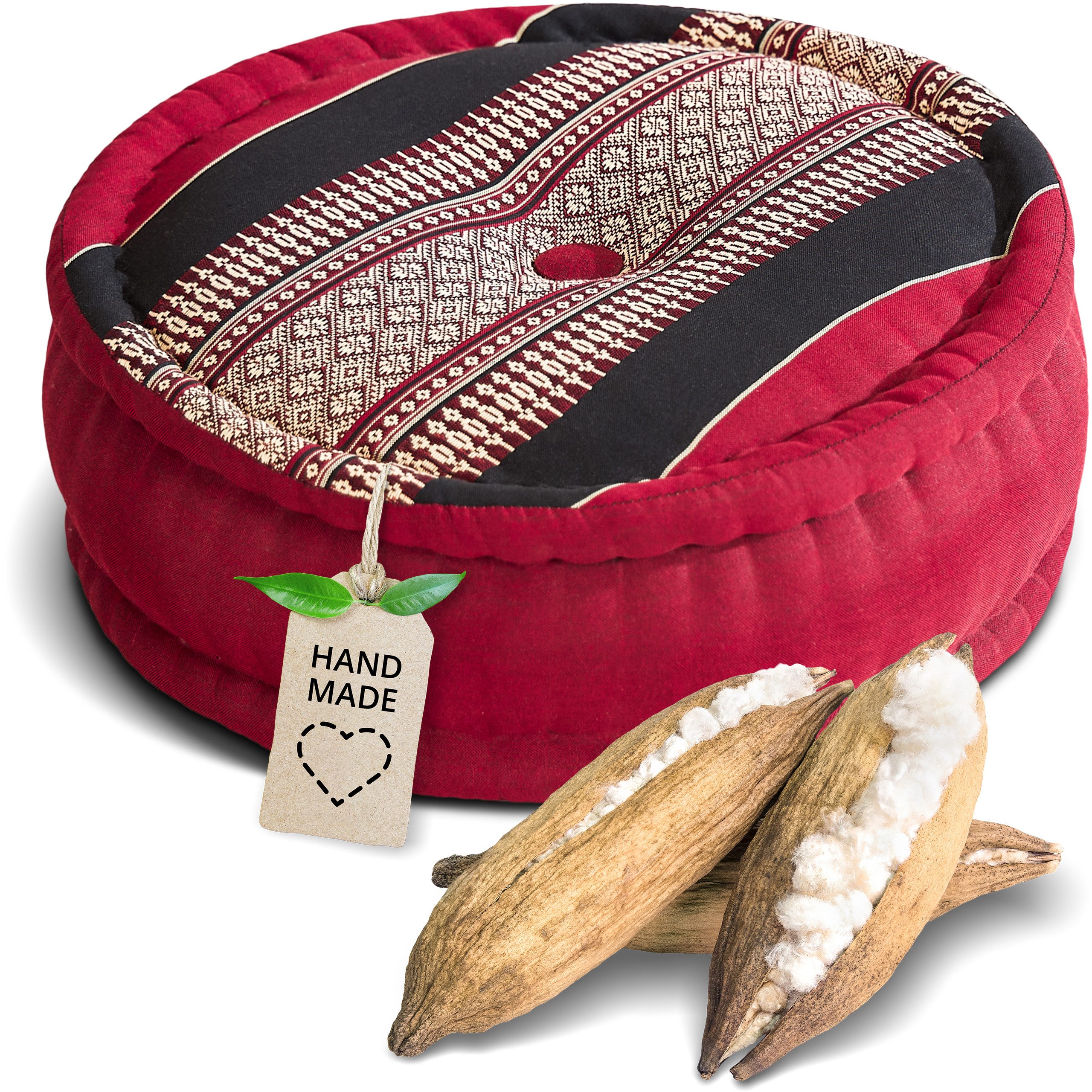 livasia Sitzkissen Zafukissen groß (Classic) vegan und handgefertigt, 38x14cm, Kapok