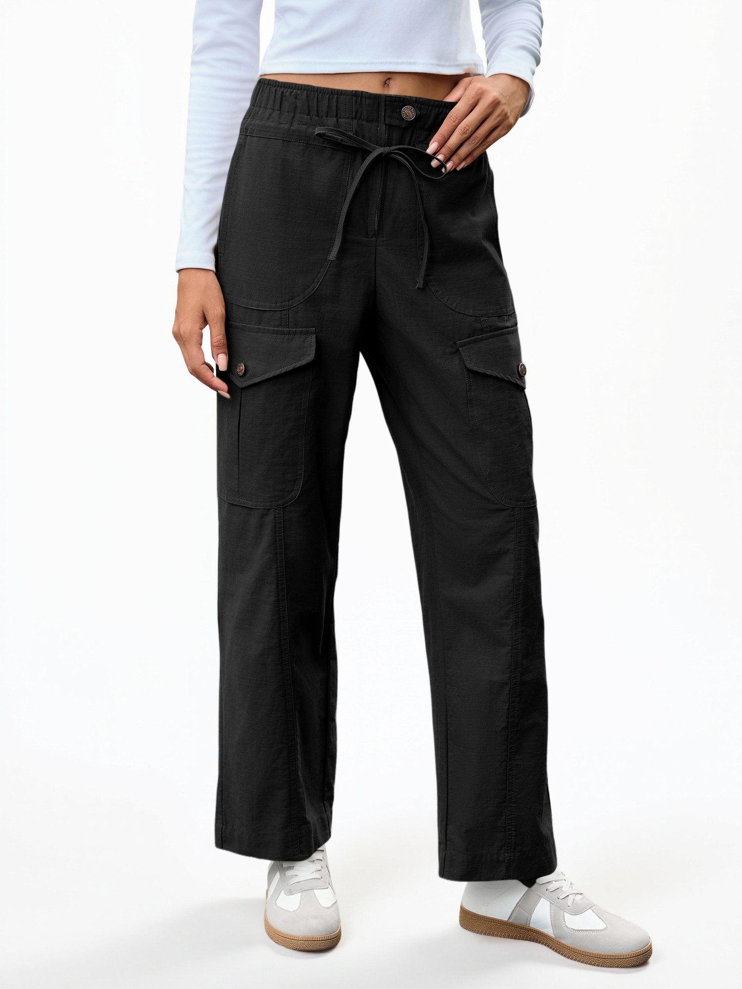 Imily Bela Cargojeans Loose-fit-Jeans Damen Wanderhose mit niedriger Taille (Packung, 1-tlg., 1per-Pack) 4-Pocket Style