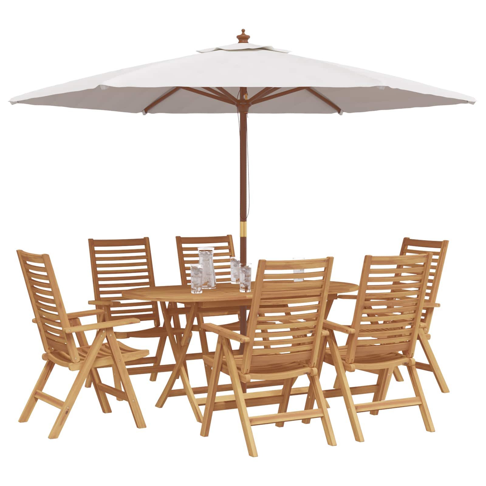 vidaXL Gartenlounge-Set Garten Essgruppe 7 Stk. Braun Massivholz, (7-tlg)