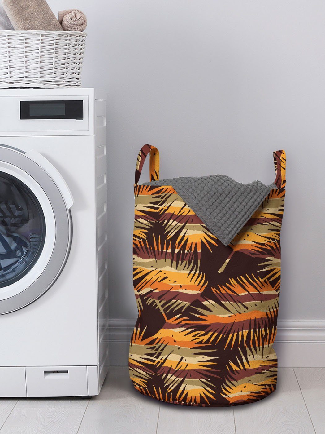 Sommer-Blätter Abakuhaus für Wäschekorb Griffen Kordelzugverschluss Wäschesäckchen mit Exotisch Waschsalons, Erdtöne