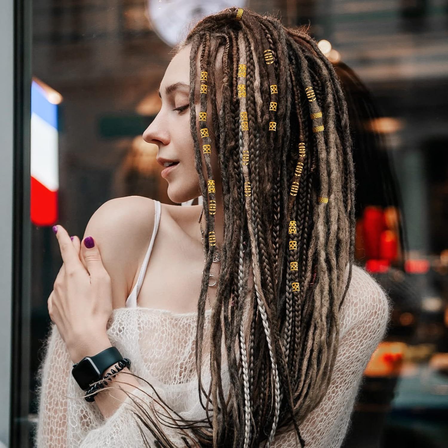 Coonoor Haarspange 72 Stück Dreadlocks Schmuck Haarspiralen Clips, Gewebter Haarschmuck, für Damen Herren