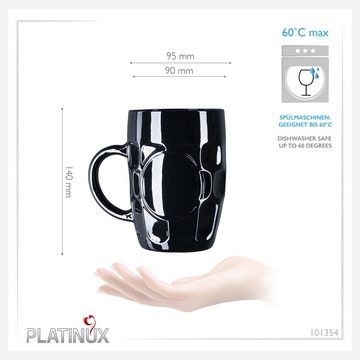 PLATINUX Bierglas Schwarze Bierkrüge, Glas, 500ml mit Henkel Bierkrug Maßkrug mit Ornament Muster, klassisch