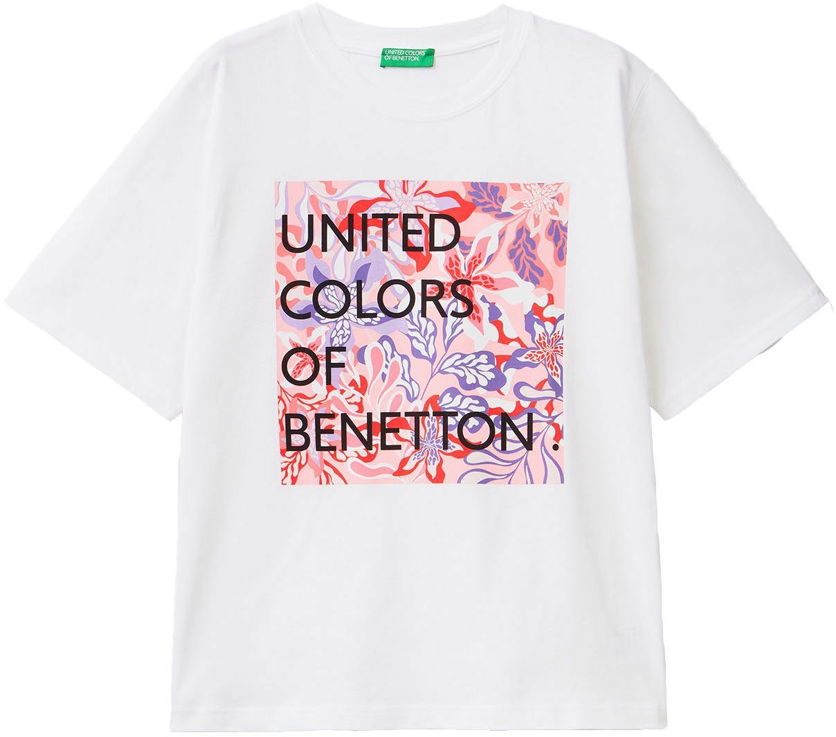 United Colors of Benetton T-Shirt weiß pink mit