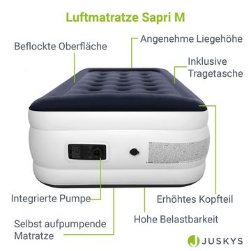 Juskys Luftmatratze Sapri M, Einzel-Luftbett, selbstaufblasend, wasserdicht, inkl. Pumpe, Tasche