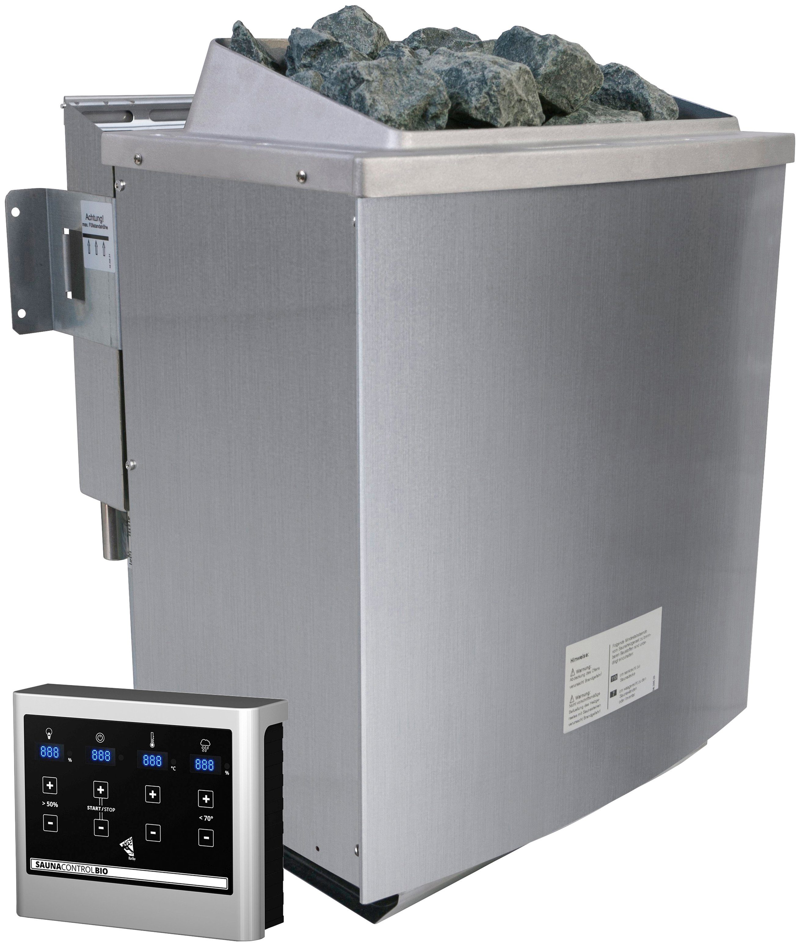 Karibu Fasssauna Fasshaus 3, BxTxH: 219 x 385 x 229 cm, 40 mm, (Set, 2-St) Ofen 9 kW Bio externe Strg easy