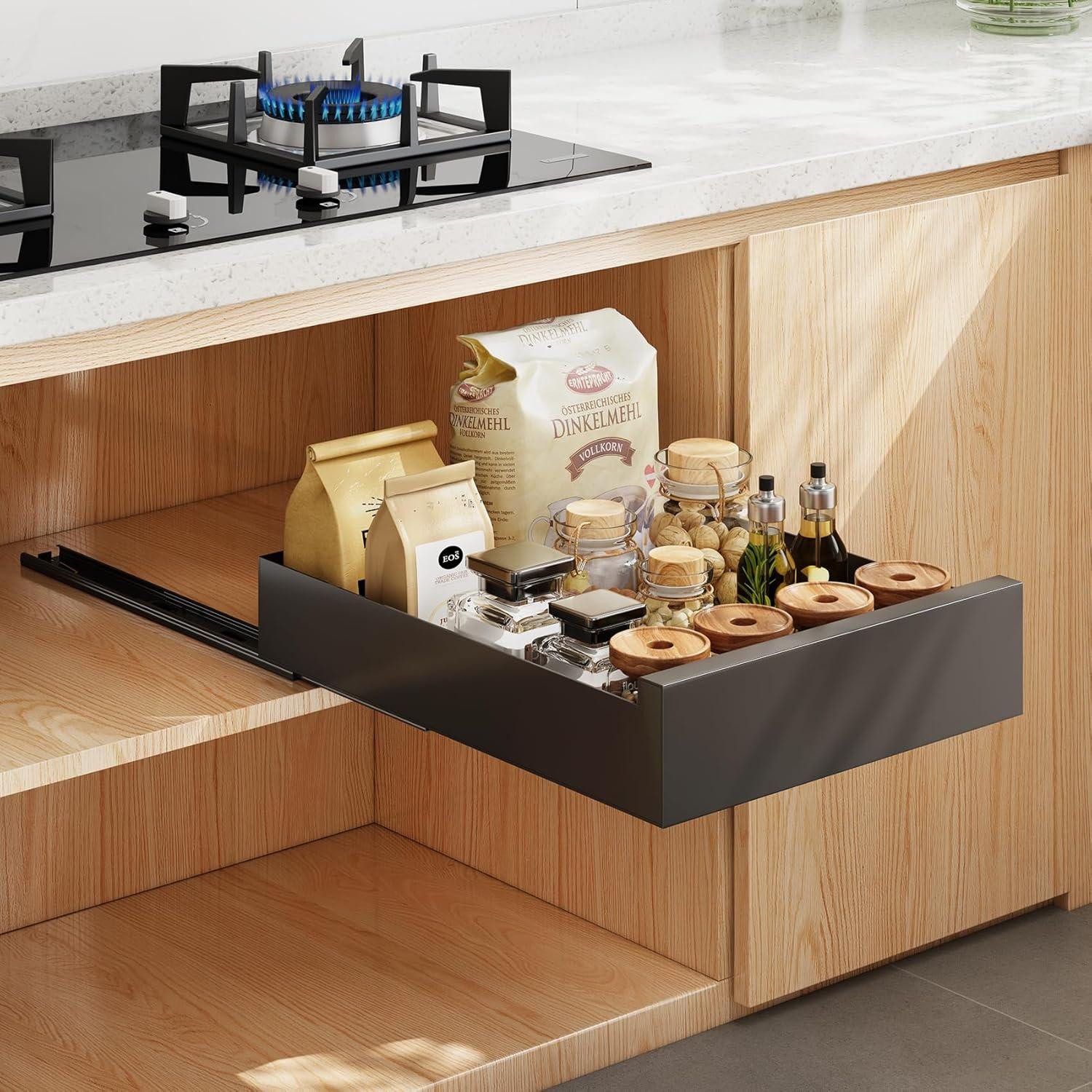 Schubladeneinsatz Telescopic Drawer Organizer Slide Out Storage Shelves, 30x53x8cm