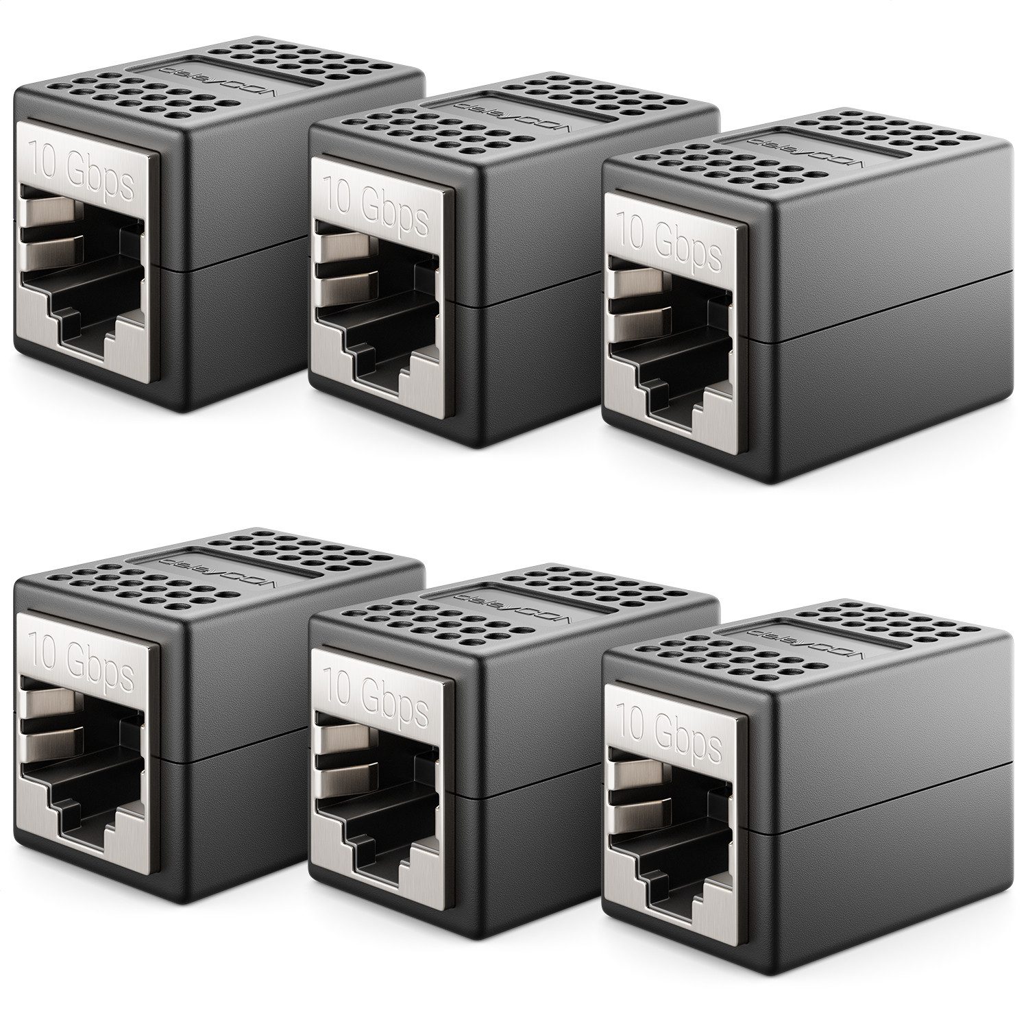 deleyCON 6x CAT 6a LAN Kabel Verlängerung RJ45 Patchkabel Kupplung Verbinder Netzwerk-Adapter