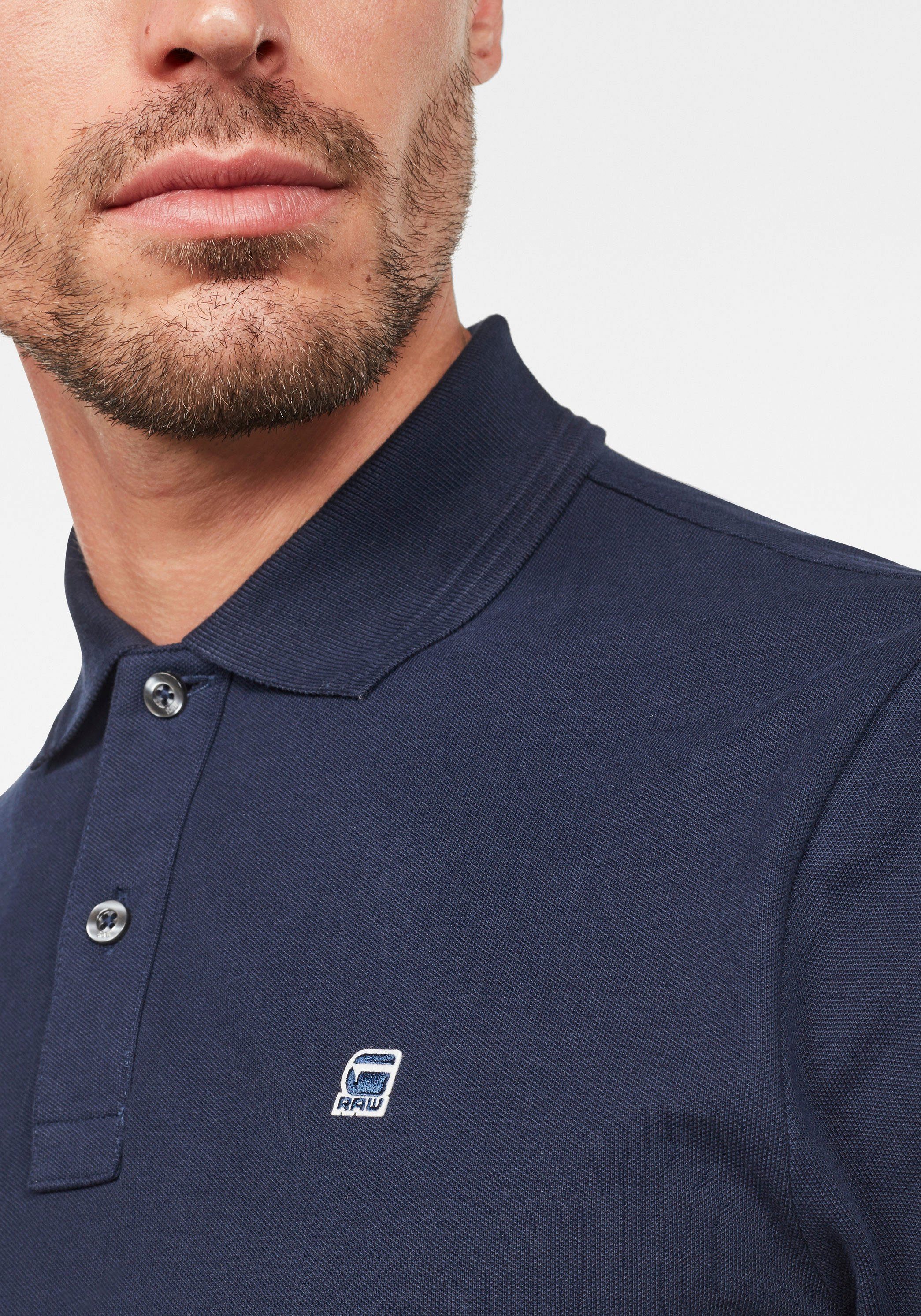 Dunda Logostickerei Polo auf Poloshirt der Brust marine RAW G-Star
