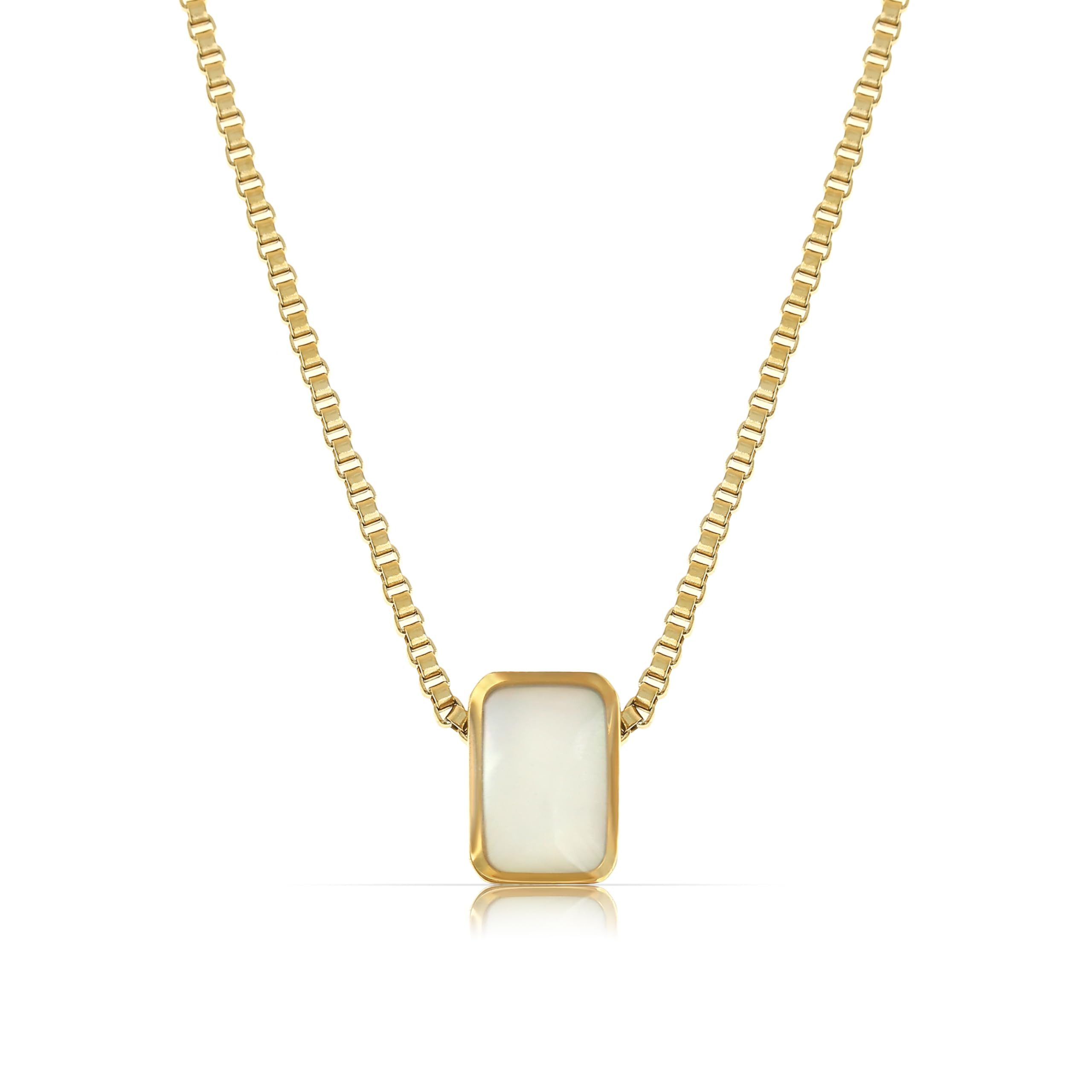Made by Nami Kette mit Anhänger Damen Gold mit Perlmutt Anhänger aus Chirurgischem Edelstahl 40 + 5 cm, Spirituelle Geschenke für Frauen Wasserfest Hypoallergen