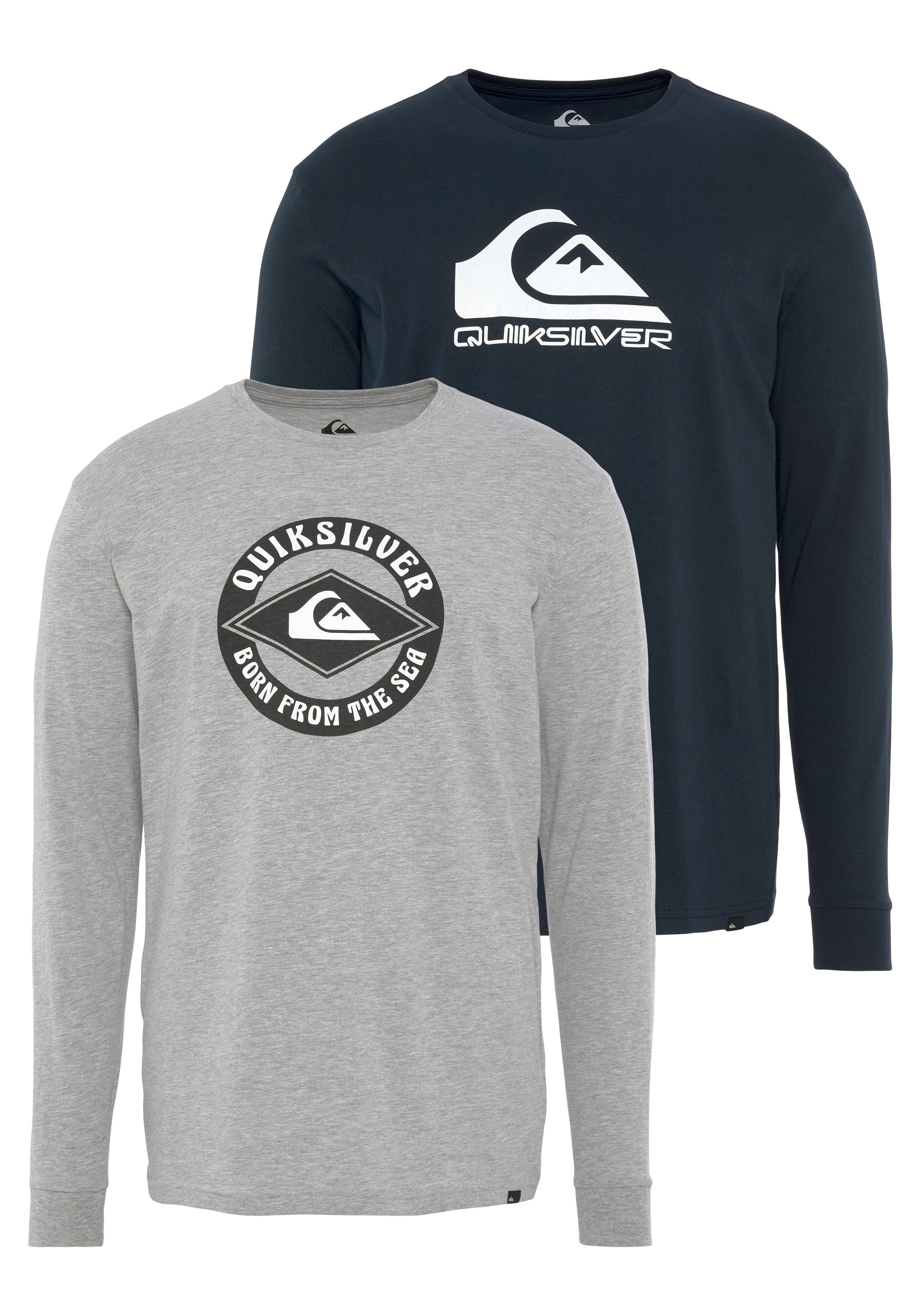 Quiksilver Langarmshirt Herren Doppelpack mit Logodruck (Packung, 2-tlg),  Langarmshirt von Quiksilver im Doppelpack