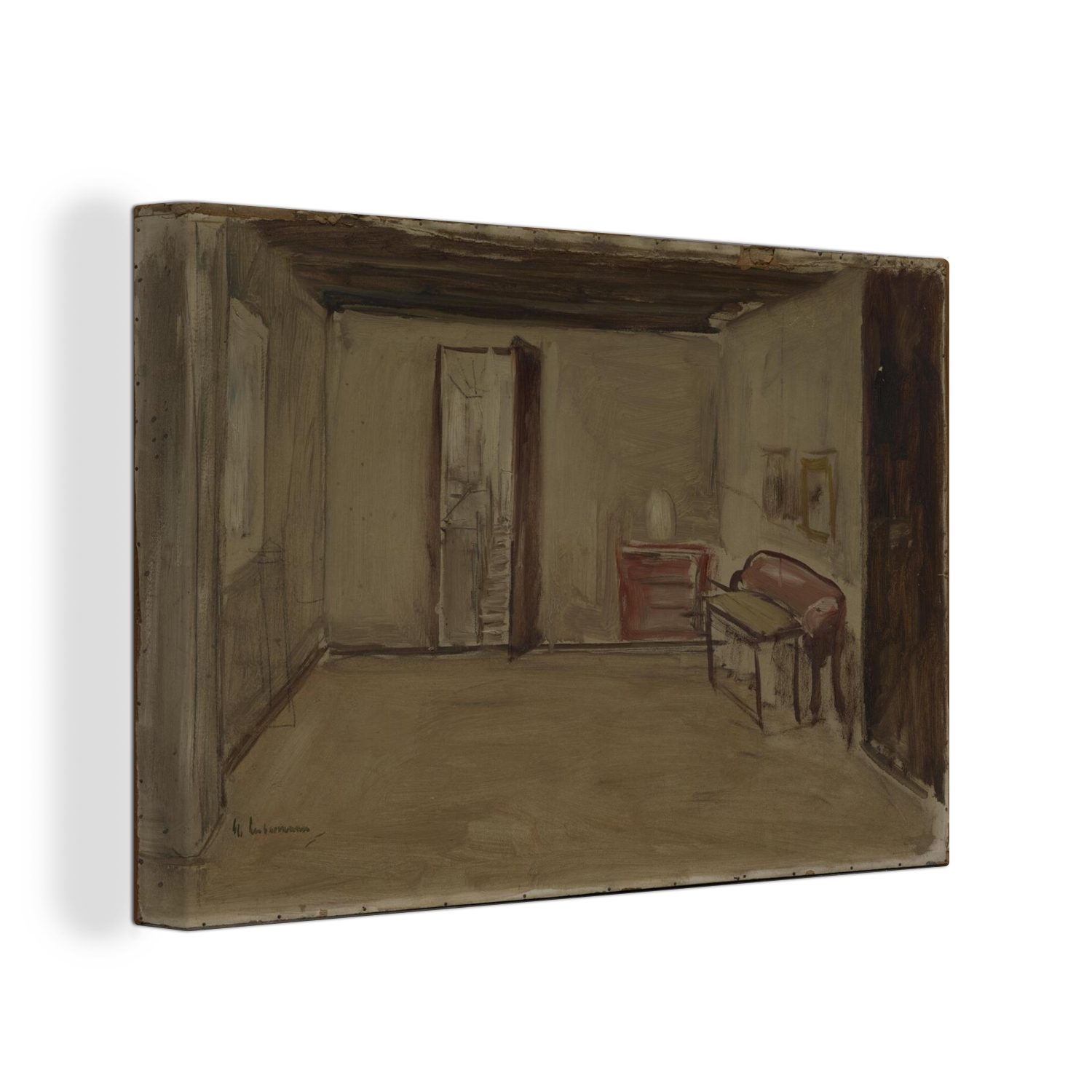 OneMillionCanvasses® Leinwandbild Innenraum - Gemälde von Max Liebermann, (1 St), Wandbild Leinwandbilder, Aufhängefertig, Wanddeko, 30x20 cm