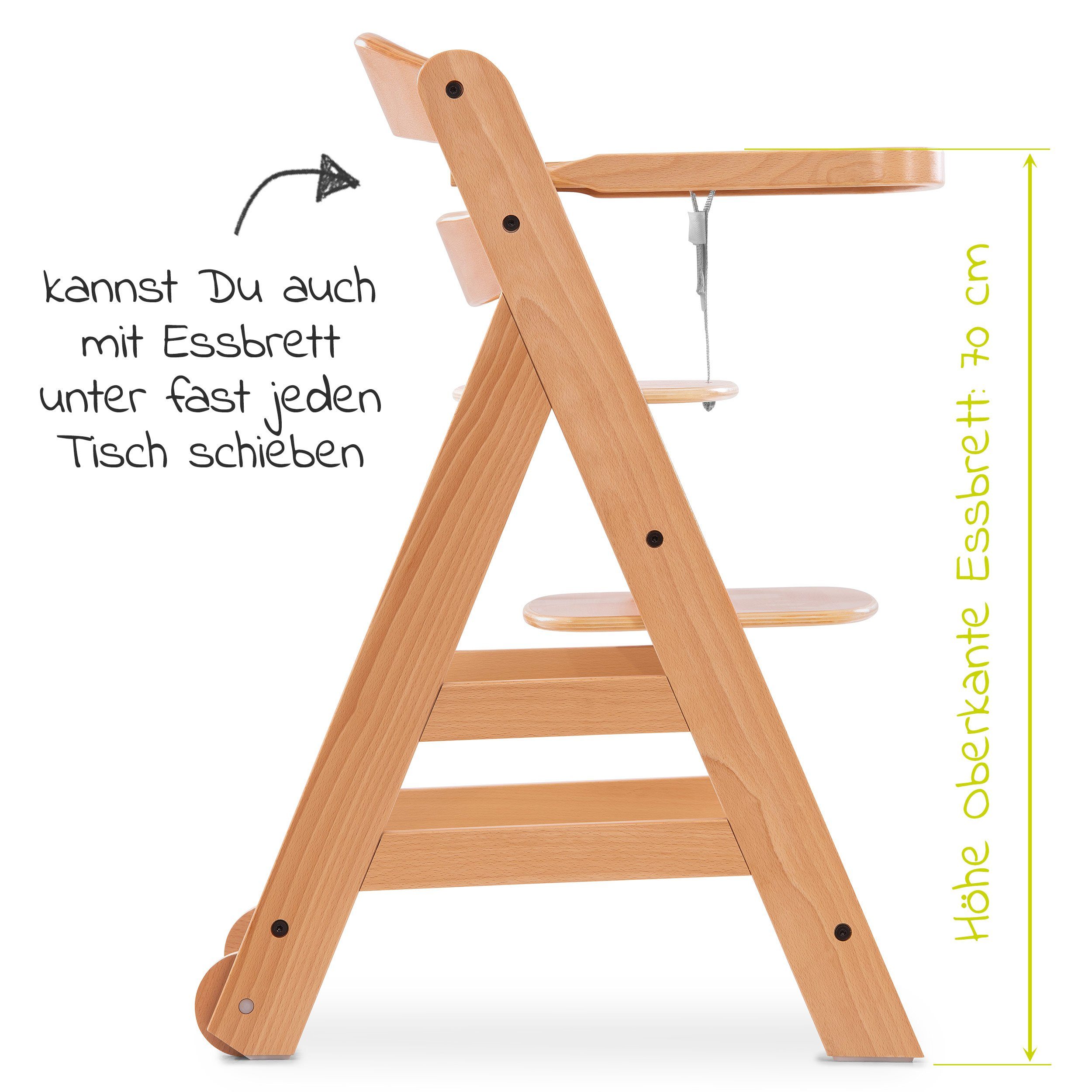 Möbel Babymöbel Hauck Hochstuhl Alpha Move Natur Newborn Set (5 Stück), Baby Holz Hochstuhl ab Geburt mit Liegefunktion inkl. in