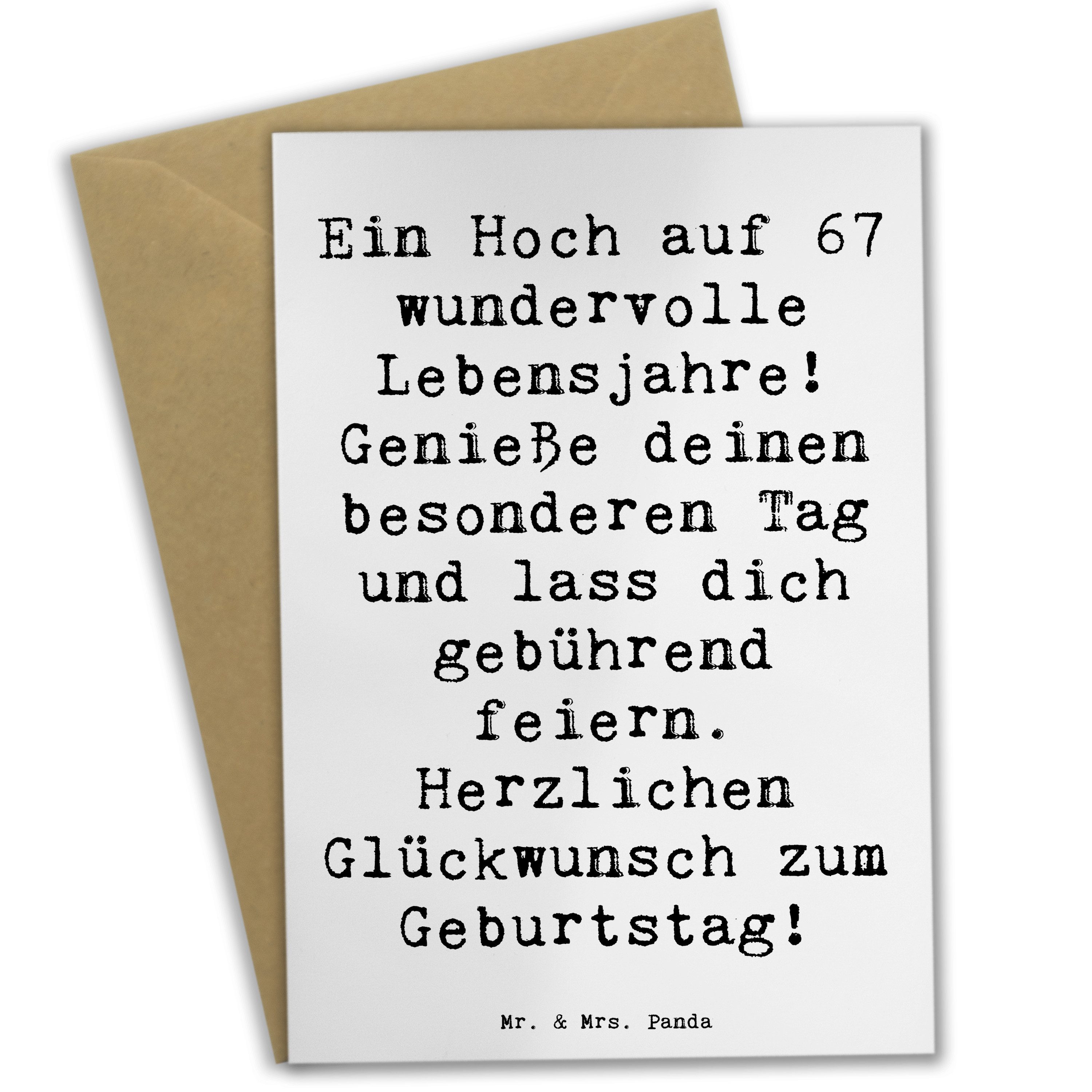 Grußkarte Spruch 67. Geburtstag - Weiß - Geschenk, Zeit zum Feiern, Klappkarte