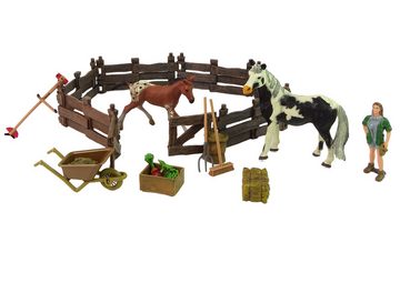 LEAN Toys Spielfigur Farm-Figurenset Pferdefarm Holz Bauernhof Set Pferdekoppel Tiere Pferd