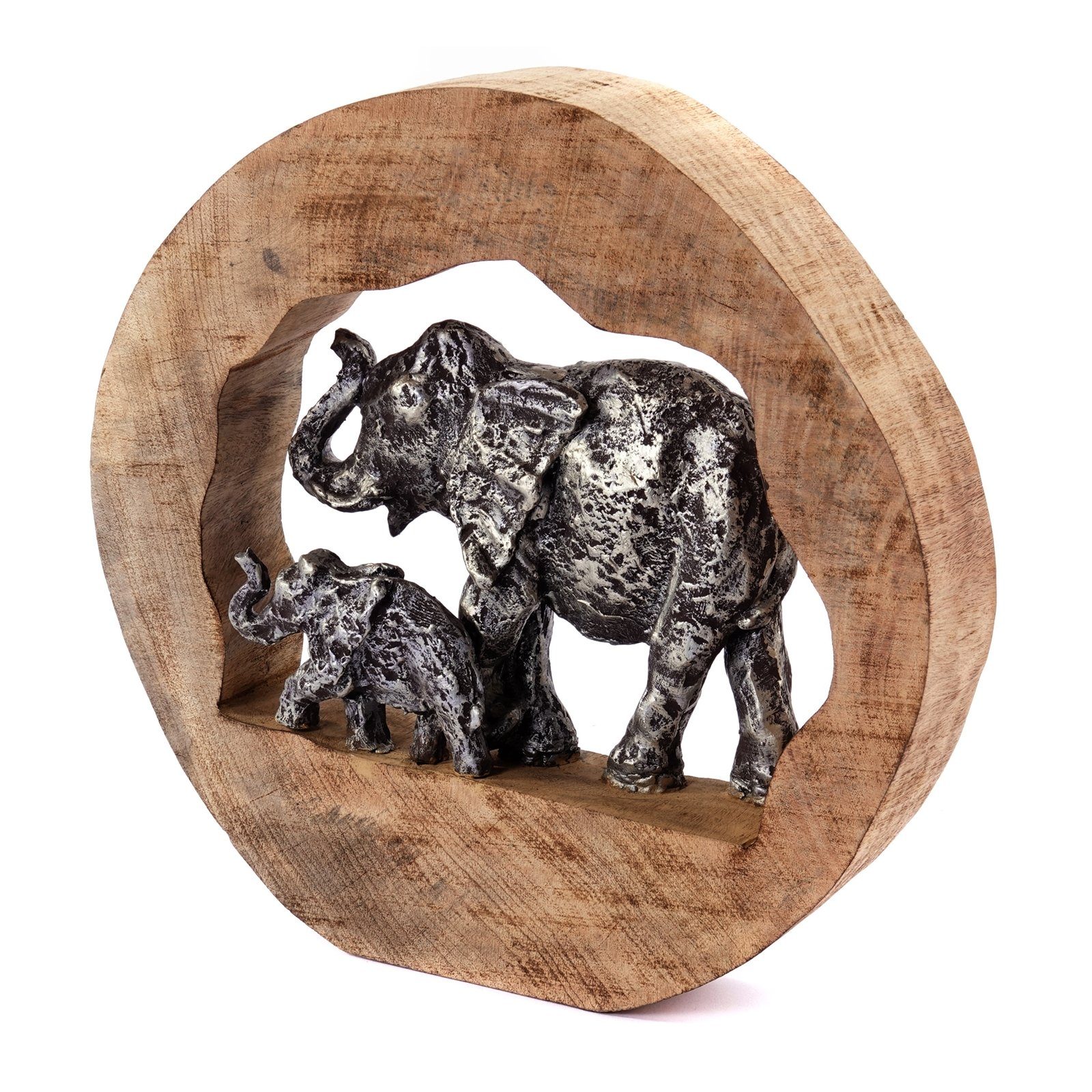 CREEDWOOD Skulptur SKULPTUR "LOG ELEPHANTS", 37cm, Mangoholz, Elefanten Deko Aufsteller