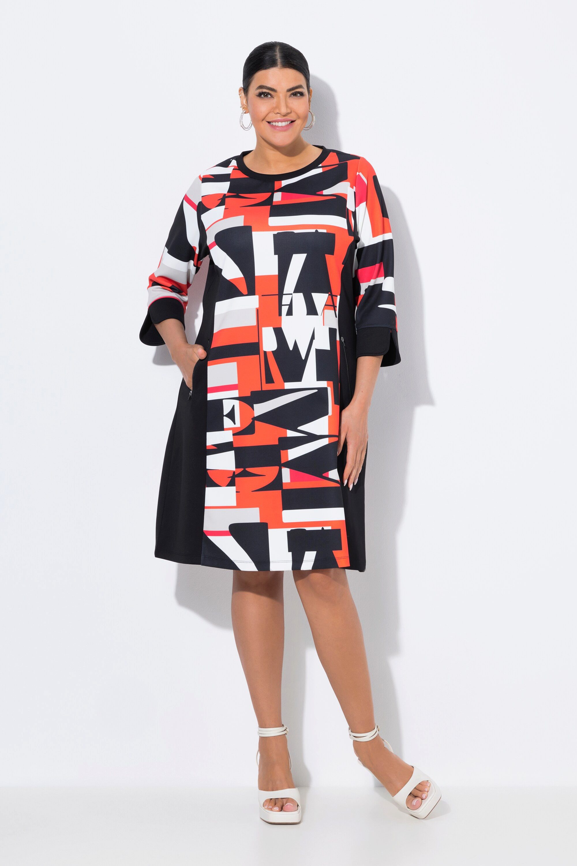 Ulla Popken Minikleid Punto-Kleid Buchstaben U-Boot-Ausschnitt günstig online kaufen