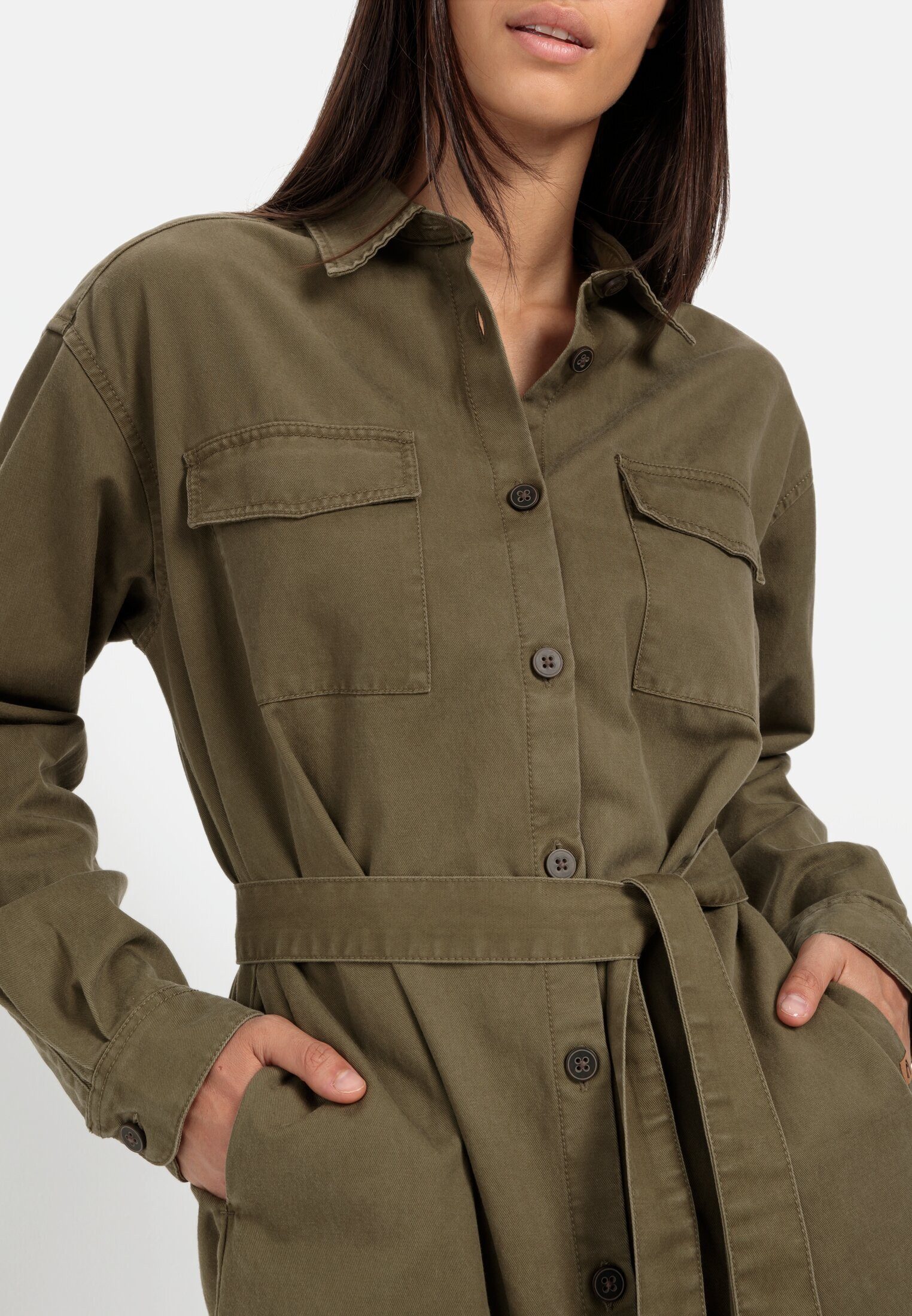 camel active Blusenkleid Hemdblusenkleid mit Stoffbindegürtel Langarm (1-tlg)