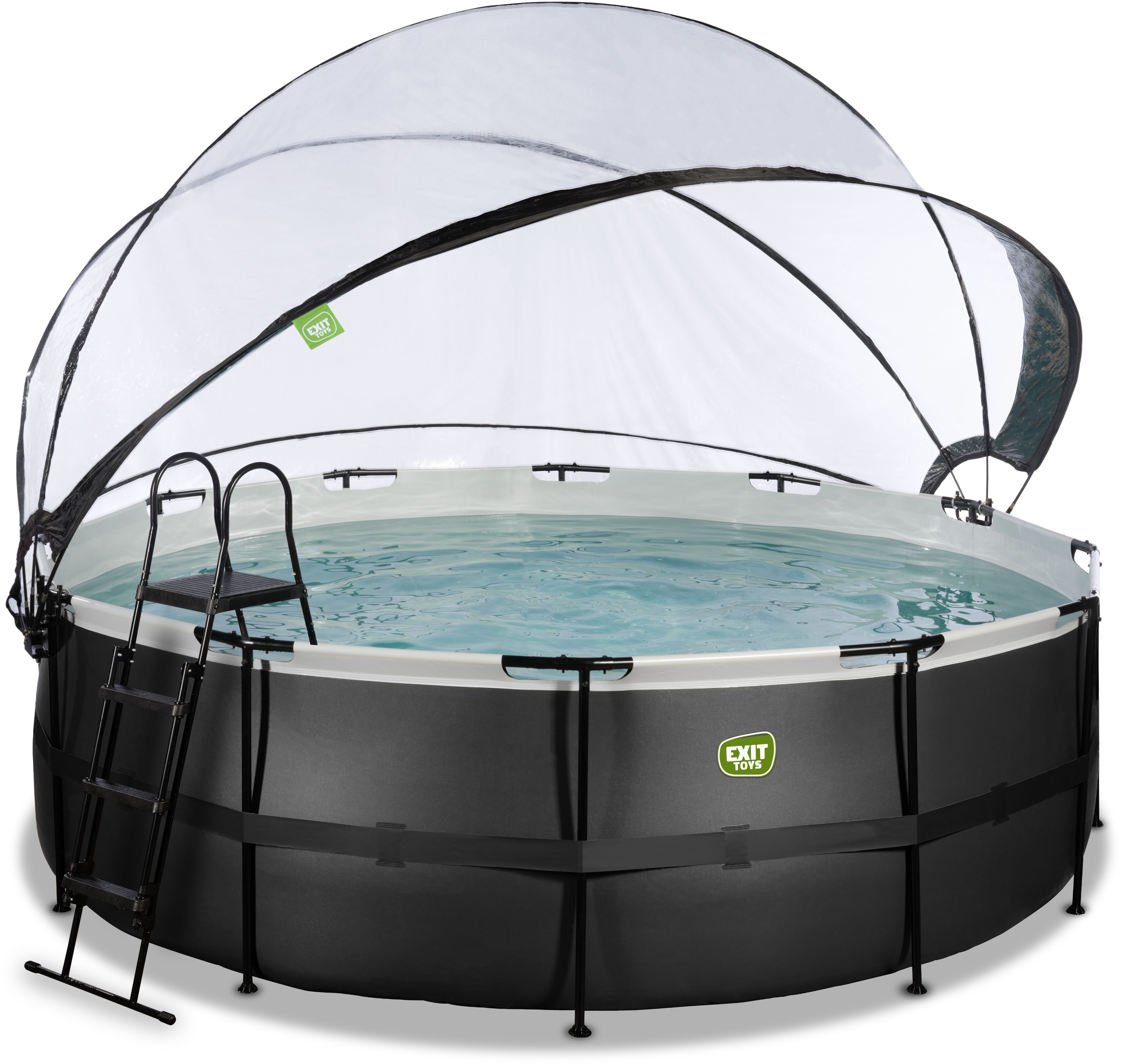 EXIT Framepool inkl. multifunktionaler Poolabdeckung (Set, 4-tlg), ØxH: 427x122 cm, mit Sandfilteranlage und Sicherheitsleiter