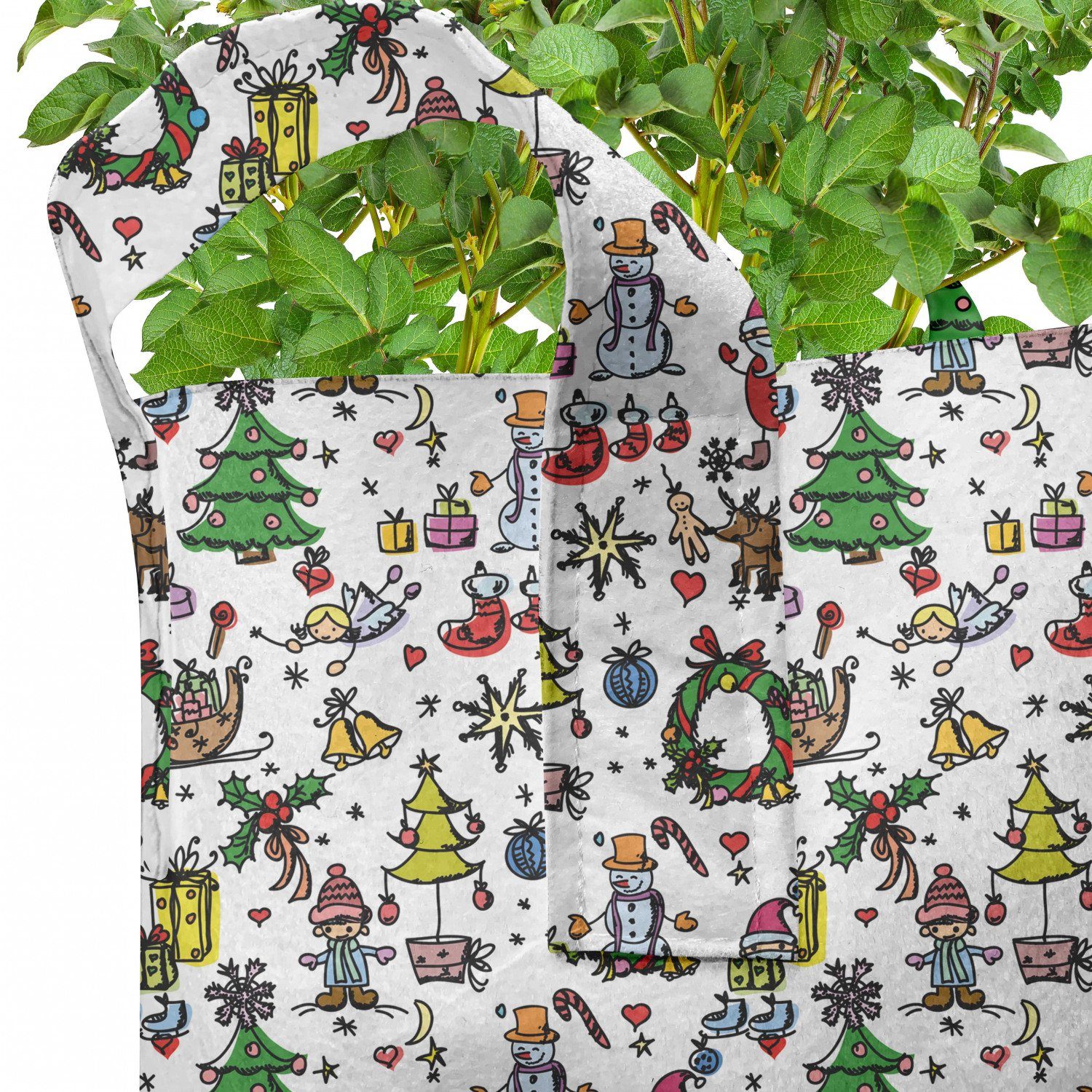 Cartoon Abakuhaus Weihnachten Stofftöpfe mit Griffen für Gekritzel Pflanzen, hochleistungsfähig Pflanzkübel