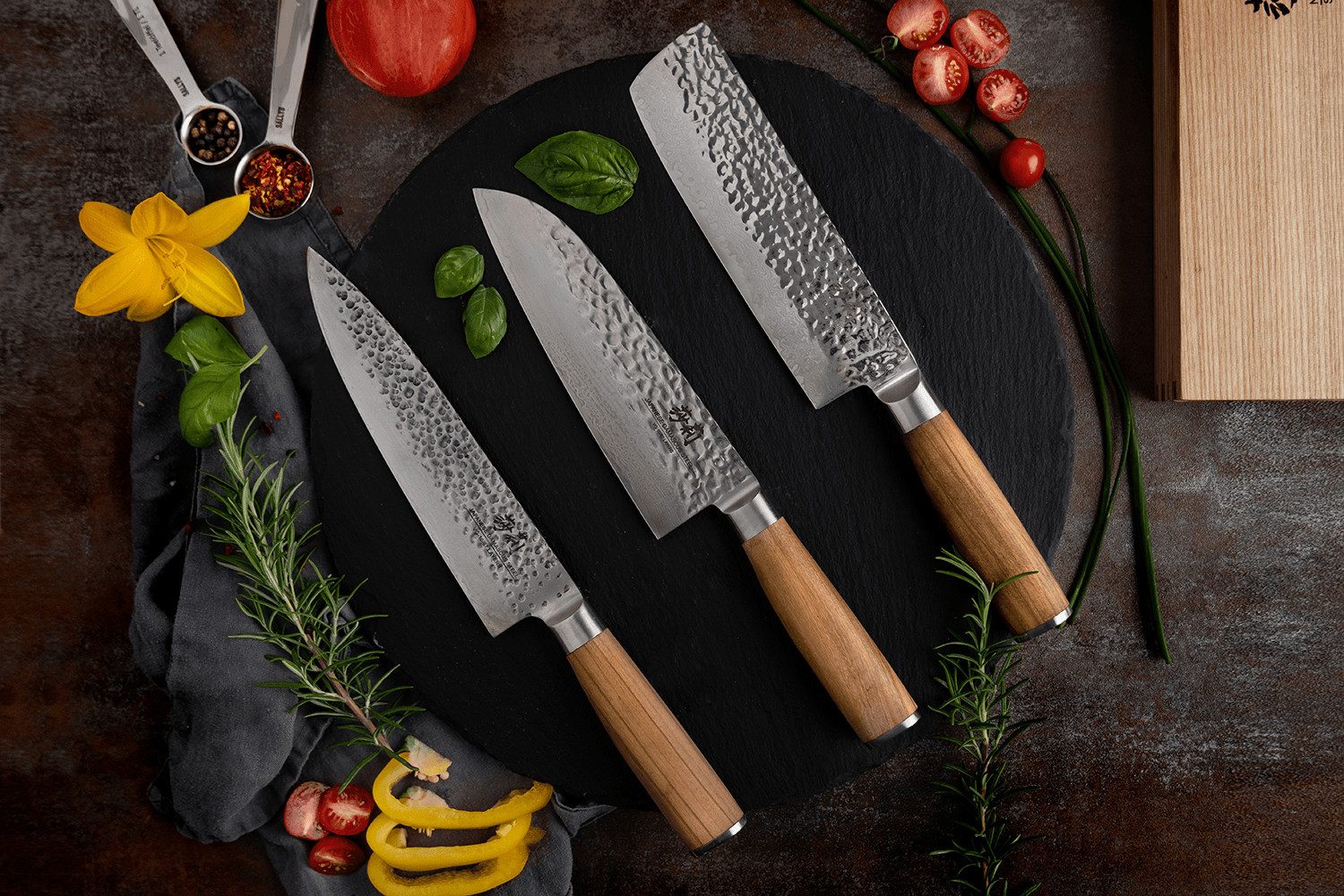 Sallys Damastmesser Santoku, Antibakteriell, langlebig, komfortabel