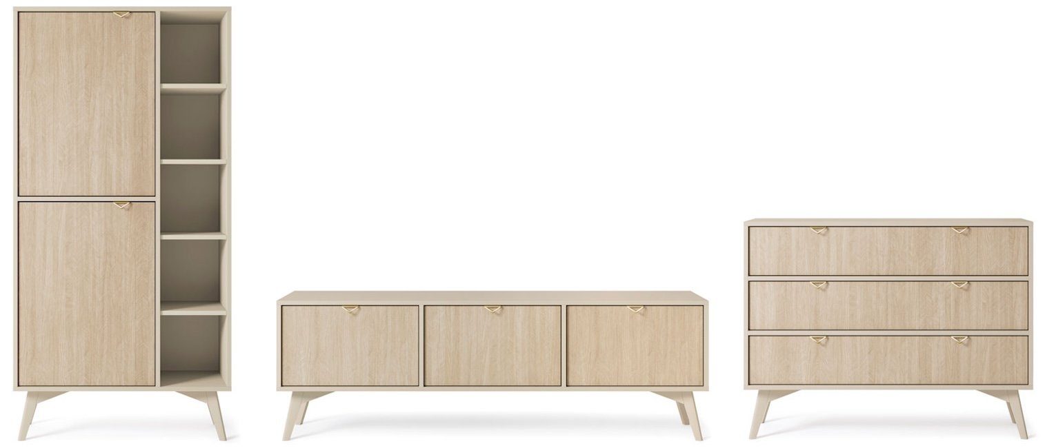 Feldmann-Wohnen Wohnwand Forest, (Forest, Wohnzimmer-Set), 3-teilig beige / günstig online kaufen