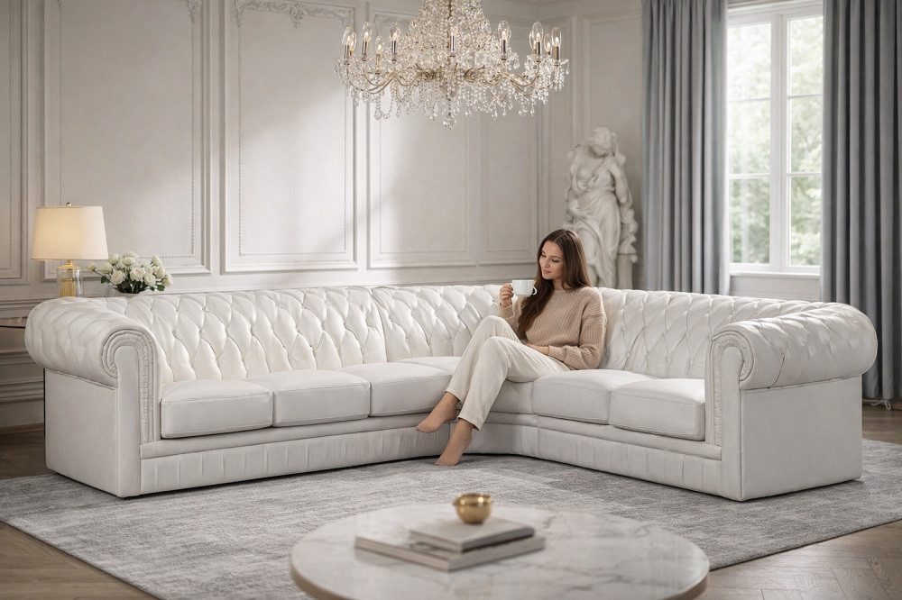 JVmoebel Chesterfield-Sofa Elegantes Ledersofa im Chesterfield-Stil mit individueller Polsterung, Made in Europa