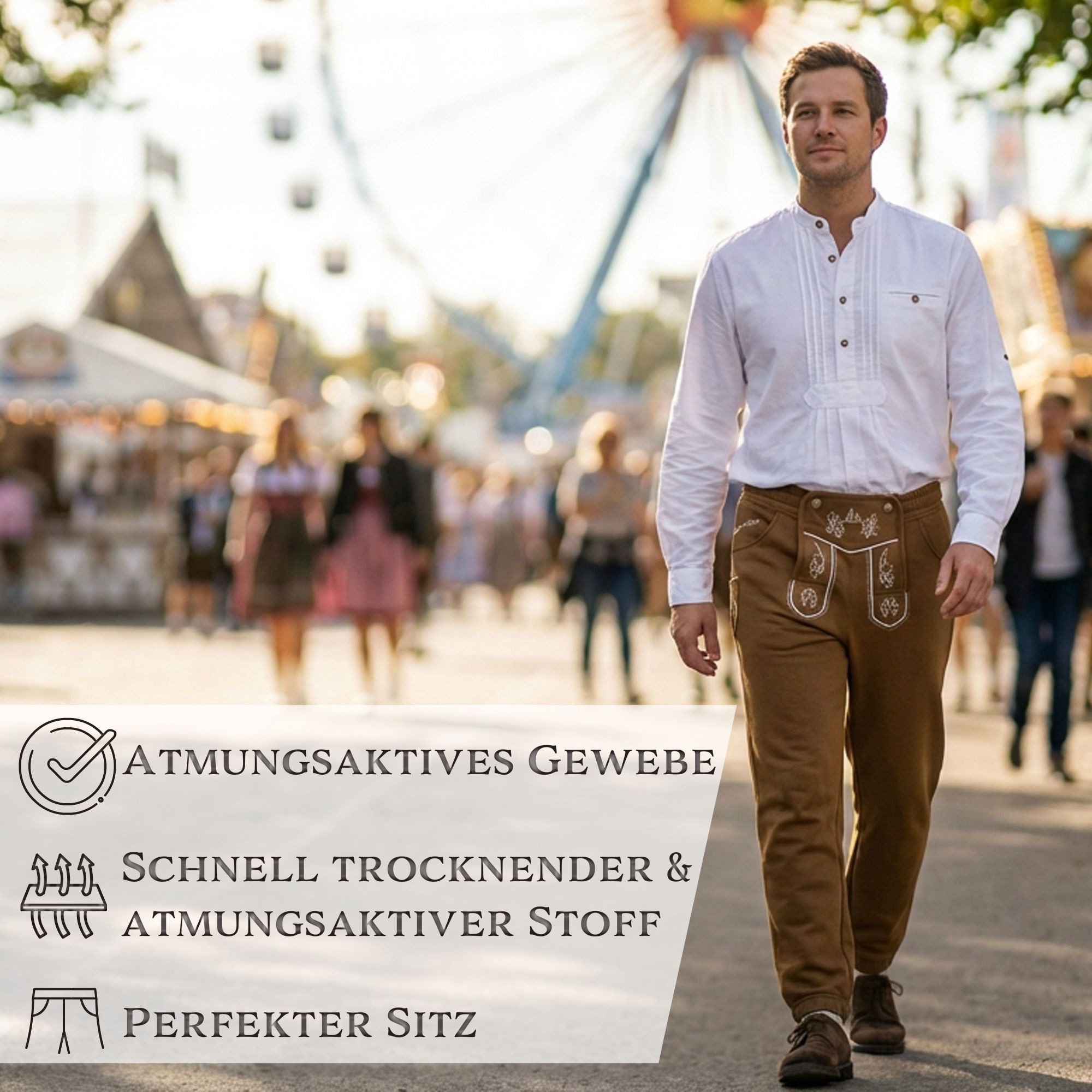 Steigenhöfer Manufaktur Trachtenhose Lange Jogginghose mit Kordelzug im Lederhosen Look - Marius Jogging Lederhose Herren Tracht - Für dein Oktoberfest Herren O – Bild 4 von 5