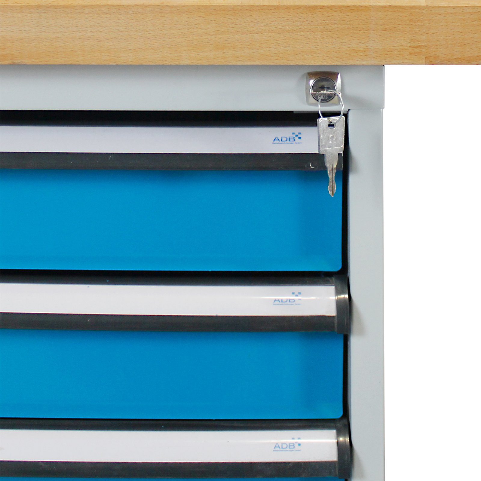 Lichtblau PROREGAL® Schubladen, HxBxT Werkbank Rhino Blau/Blau Plus 6 Werkbank mit 84x150x70cm,