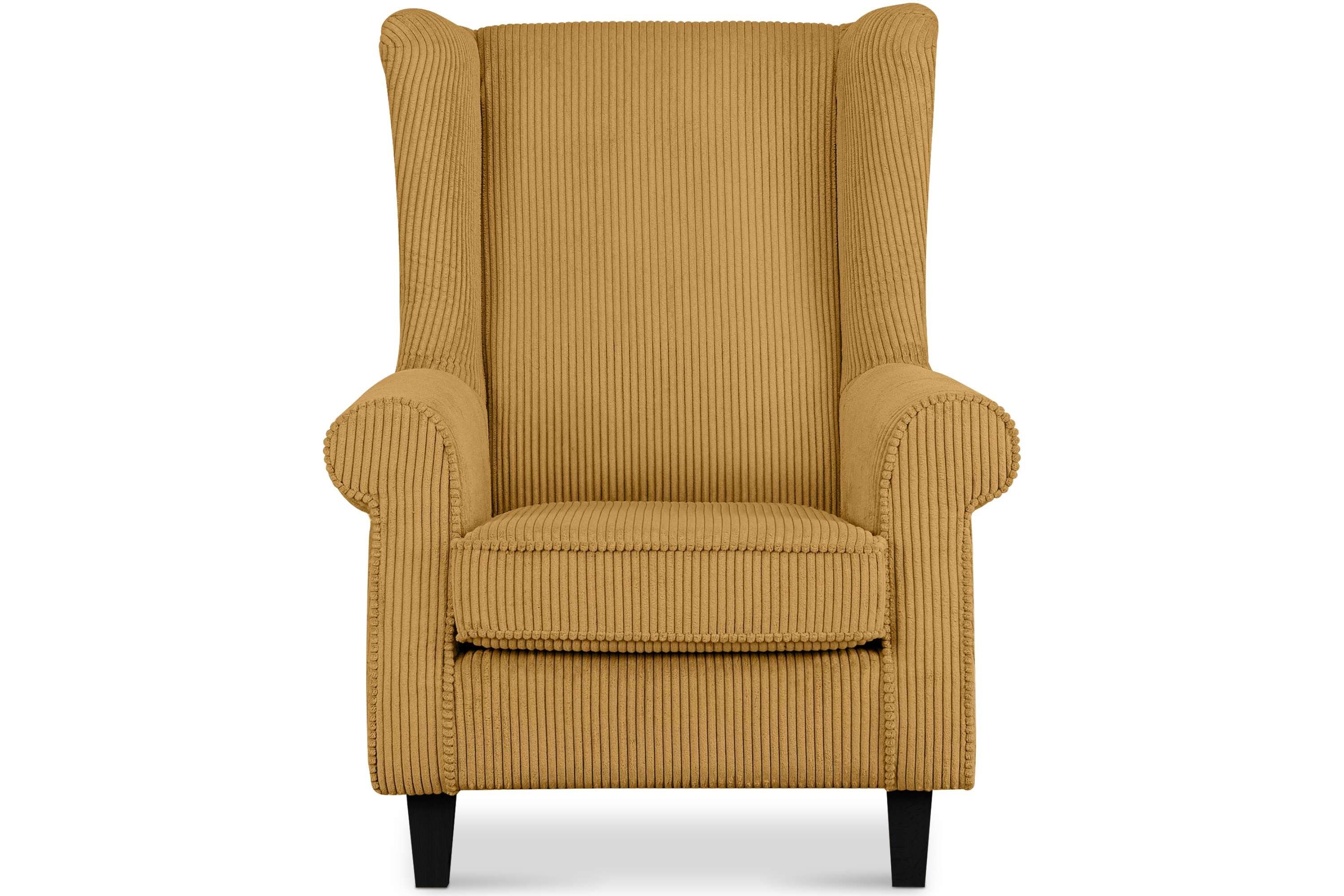 KONSIMO® Ohrensessel MILES Gepolsterter Sessel, mit Armlehnen, Massivholzbeine