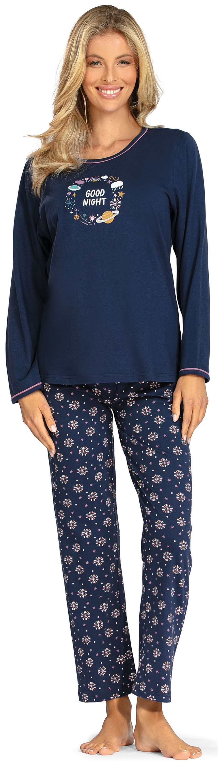 comtessa Schlafanzug Lovely Dreams (Set, 2 tlg., 2-teilig) Damen Pyjama lang Baumwolle Langarm große Größen