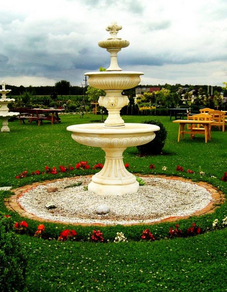 Thumbnail - Casa Padrino Gartenbrunnen Barock Springbrunnen Cremefarben Ø 150 x H. 280 cm - Prunkvoller Gartenbrunnen - Gartendeko B...