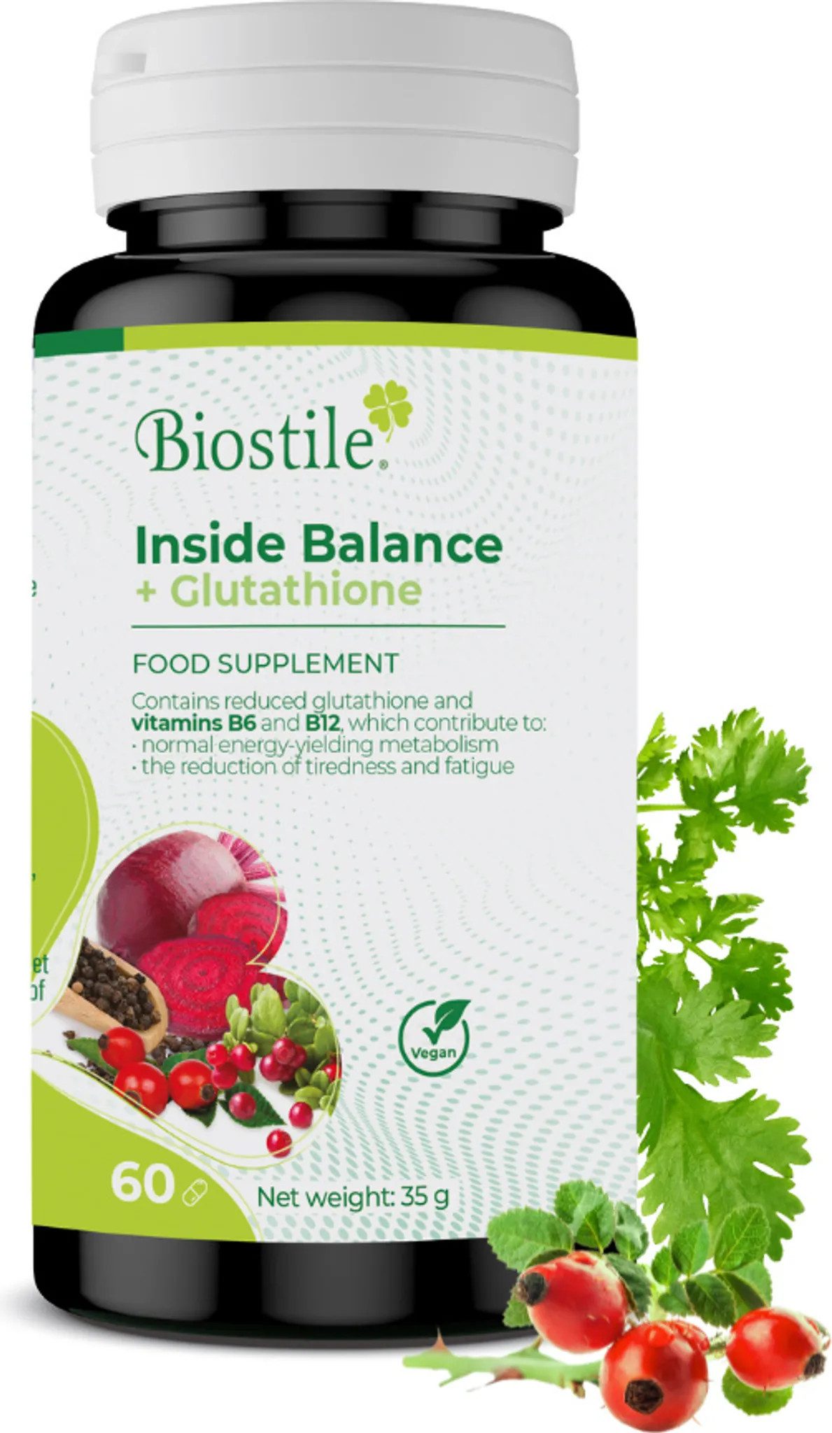 Biostile Glutathion Kapseln für Zellschutz und Entgiftung mit Antioxidantien Kapseln, 35 g, mit reduziertem Glutathion, Pflanzenextrakten, Vitaminen & Selen