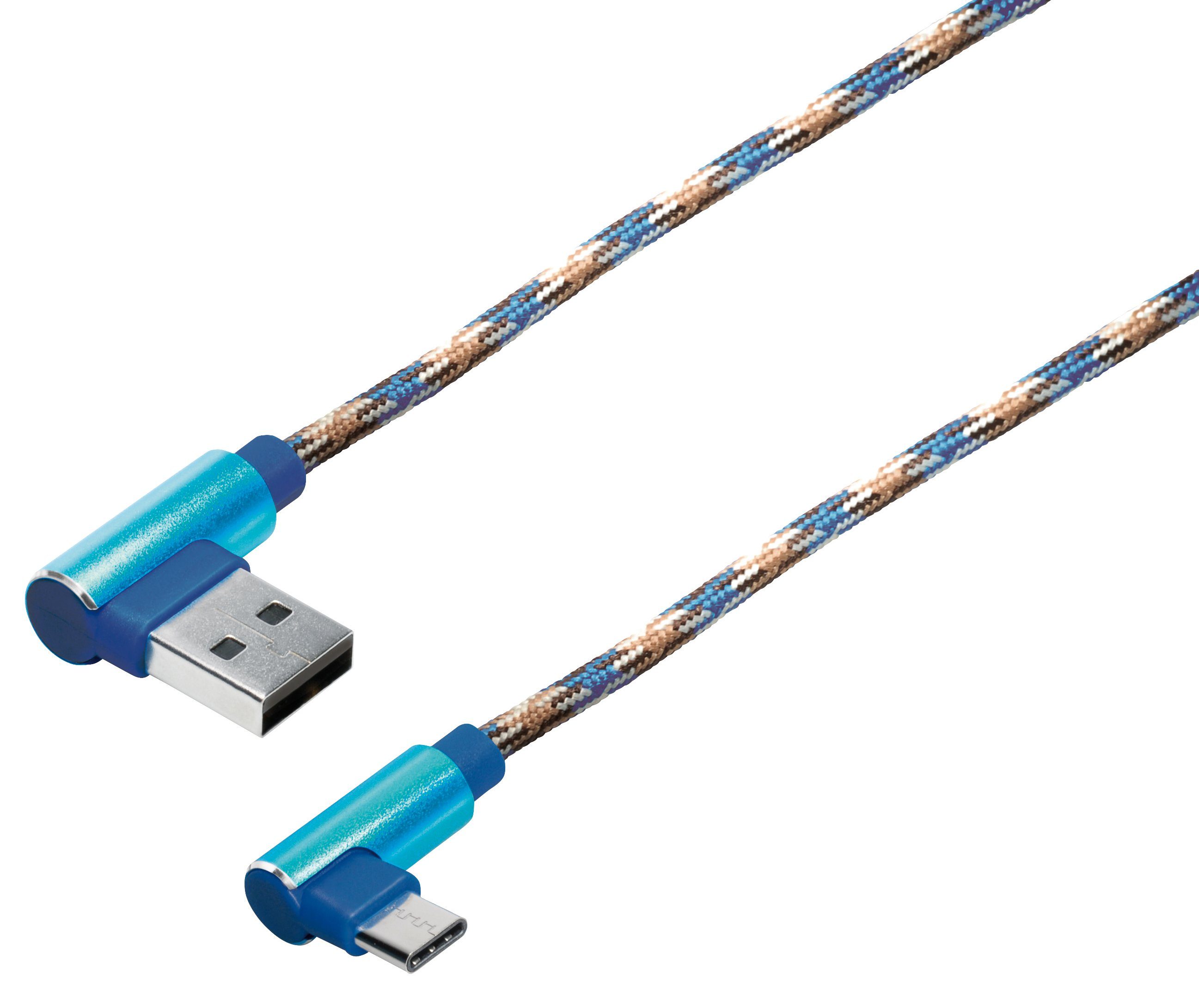 Maxtrack Smartphone-Kabel, Typ Stecker: USB Typ A gewinkeltUSB-C gewinkelt,  (100 cm), Ladekabel gewinkelt Reversible USB A auf USB TYP C (M 9 L)