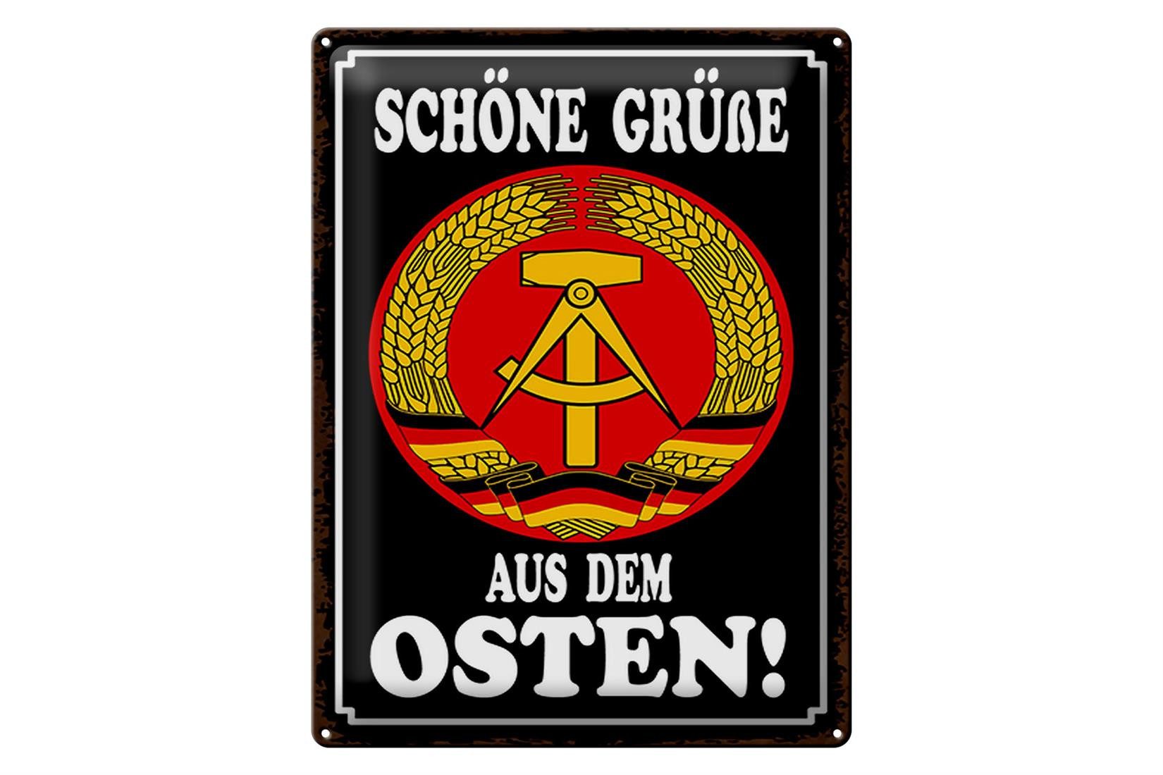 Femer GmbH Metallschild Spruch 30x40cm schöne Grüße aus dem Osten, (1), gewölbte Oberfläche