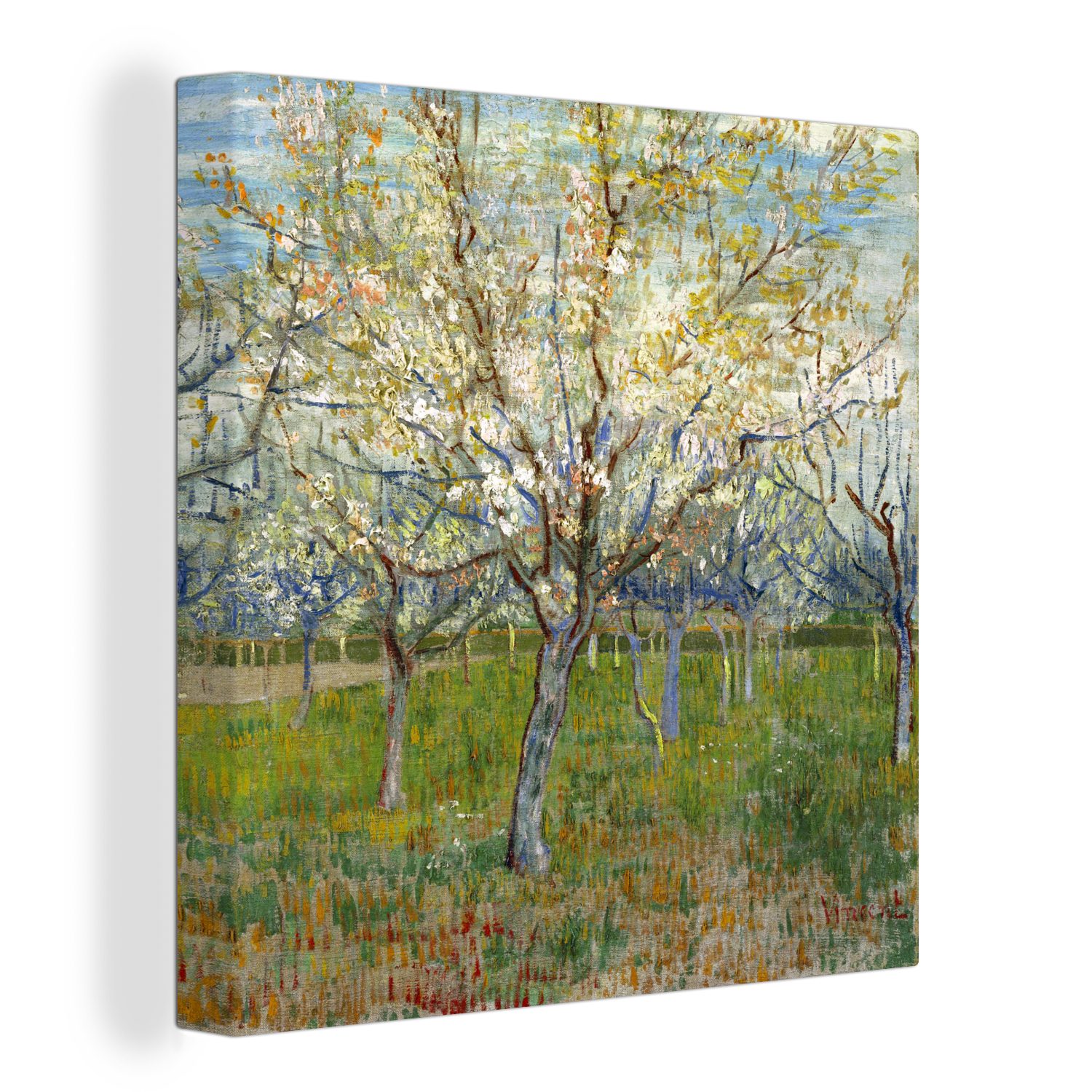 rosa Leinwandbild Obstgarten Schlafzimmer Wohnzimmer Vincent (1 bunt van - OneMillionCanvasses® Der St), Leinwand Bilder Gogh, für