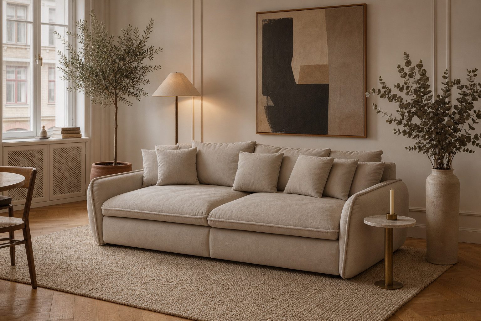 foamnova Big-Sofa Hereford, 234 cm Breite, 97 cm Sitztiefe, für 4 Personen, Niedrige Lounge-Silhouette, viele lose Rückenkissen