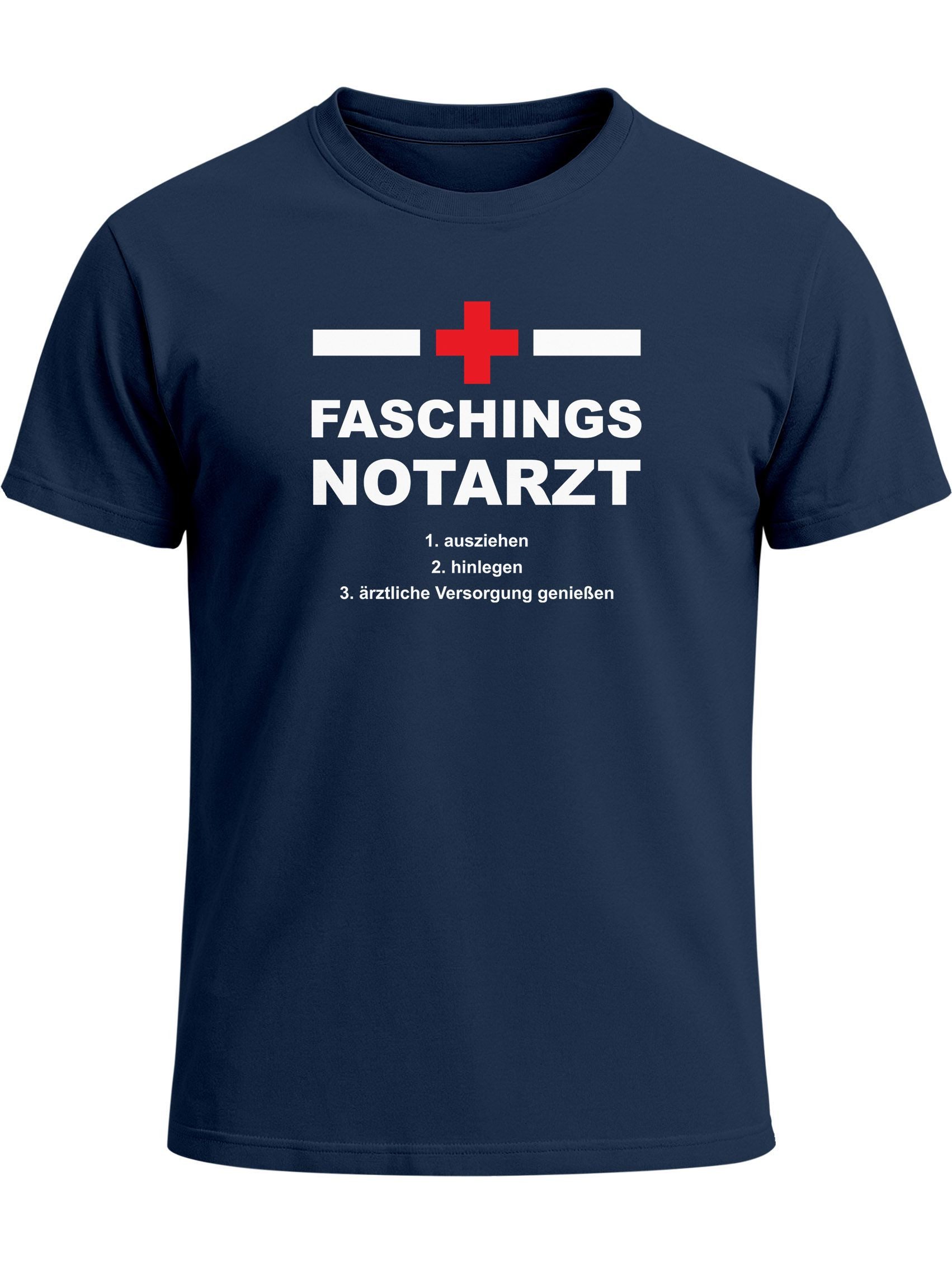 MoonWorks Print-Shirt Herren T-Shirt Karneval Faschings Notarzt lustiges T-Shirt Spruch mit Print