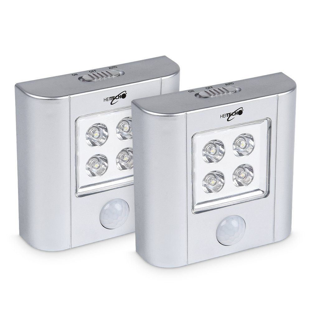 HEITECH Unterbauleuchte LED Licht mit Bewegungsmelder innen 2er Pack - batteriebetriebene Wandleuchte magnetisch & mit automatischer Lichtaktivierung - Batterie Nachtlicht kabellos als Schranklicht, Schrankleuchte (2-St)
