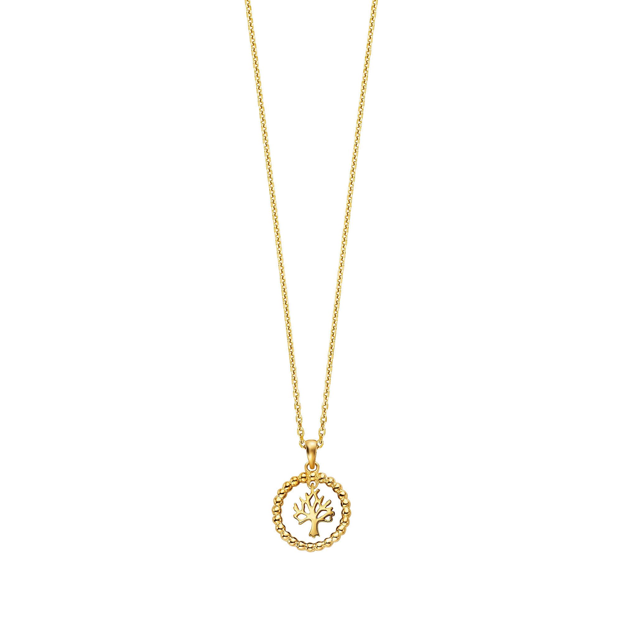 Kette mit Anhänger 925/- Sterling Silber vergoldet mit beweglichem Baum