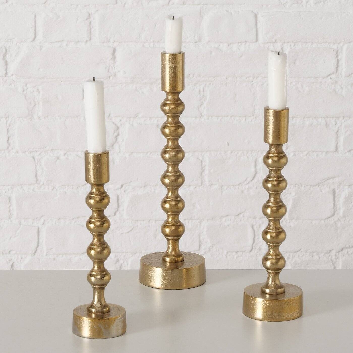 BOLTZE GRUPPE GmbH Kerzenlaterne Goldene hohe Kerzenhalter KLISKO, 3er-Set (Kerzenhalter)