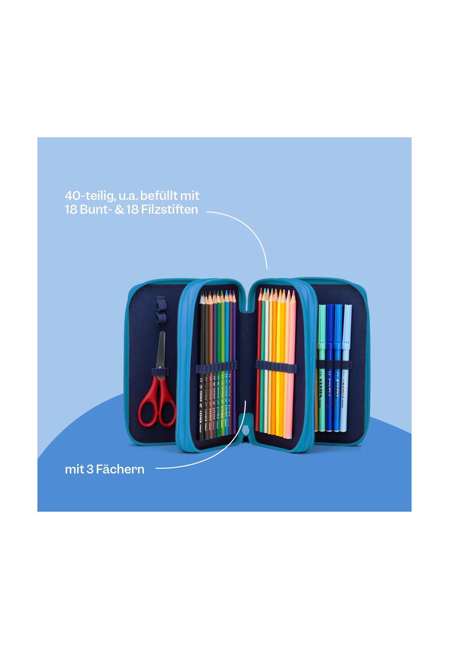 ergobag Federmäppchen Maxi Mäppchen ., (41-tlg), mit Stiften befüllt