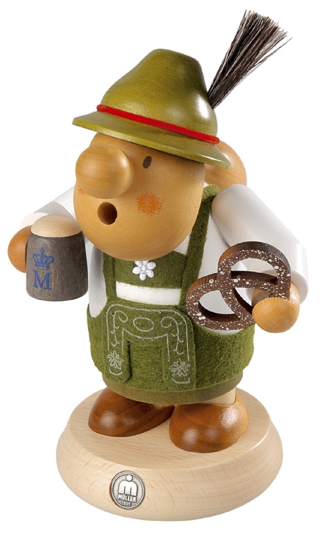 Müller Kleinkunst GmbH Seiffen Räuchermännchen Müller Räuchermann Müllerchen Bayer in Tracht, (1 St), Handarbeit aus dem Erzgebirge