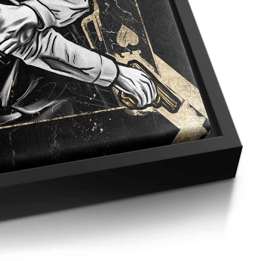 DOTCOMCANVAS® Leinwandbild, Premium Wandbild GANGSTER - Rahmen Popart gold schwarz KING Cartoon ohne