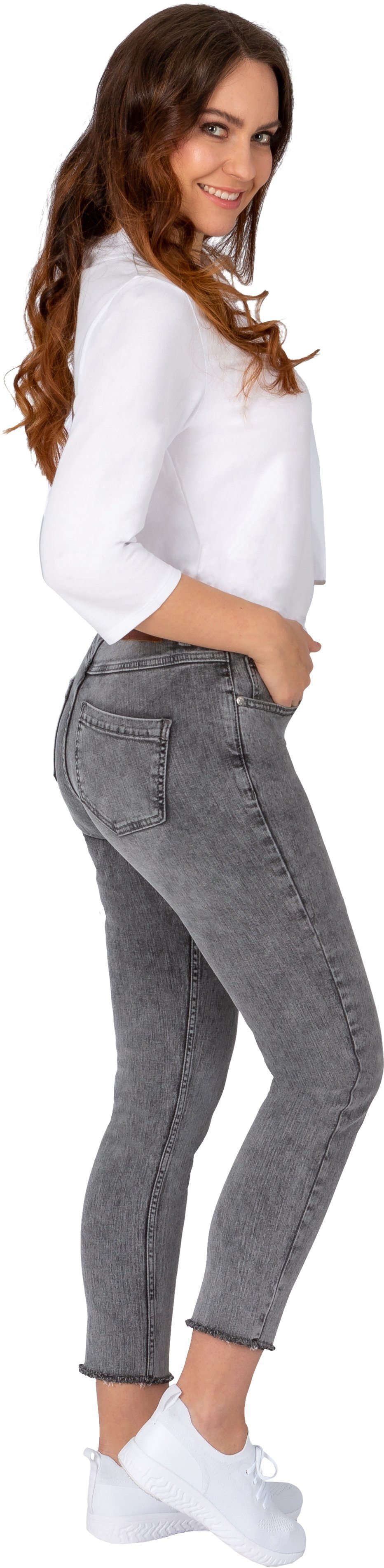 Gio Milano 7/8-Jeans Gio-Liese-1100 Saum verkürzte Skinny am Fransen mit