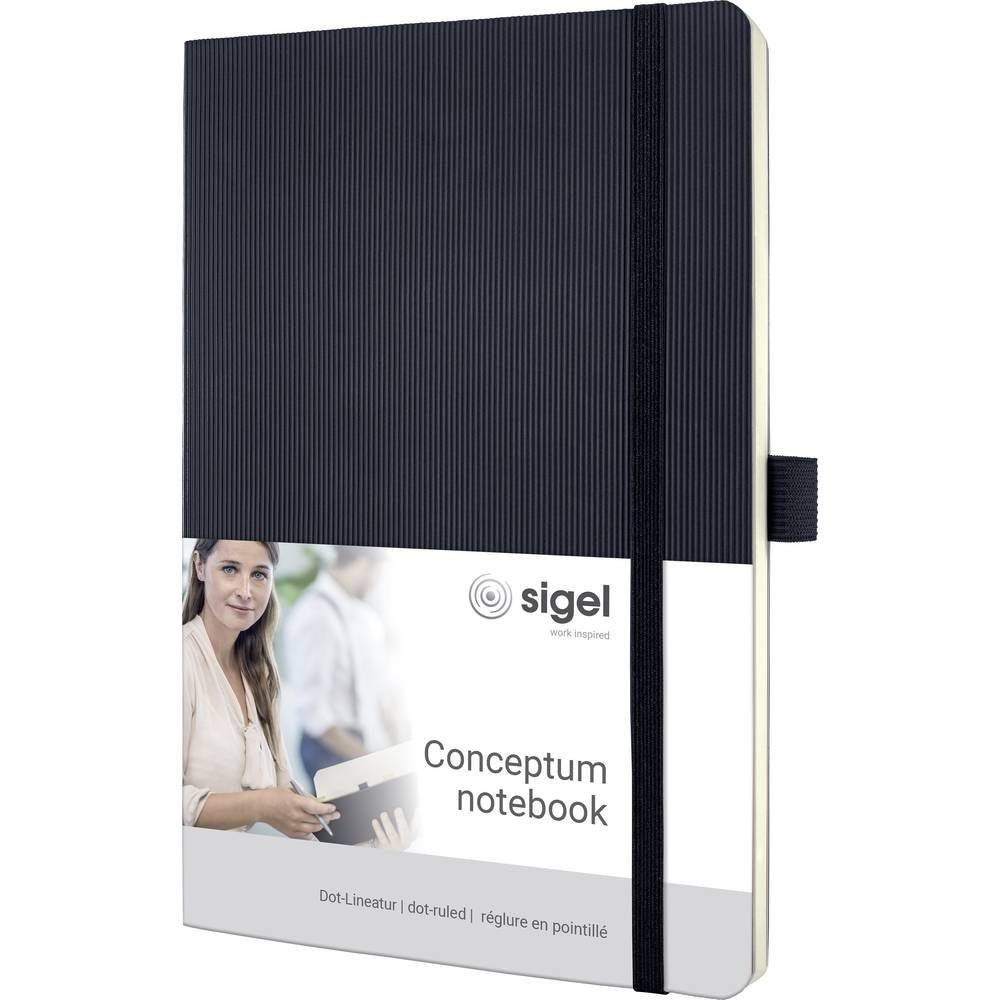 Sigel Notizbuch Notizbuch Conceptum, Softcover, ca. A5, dotted,194 S CO309, Softcover, Inhaltsverzeichnis, Gummibandverschluss, Stiftschlaufe