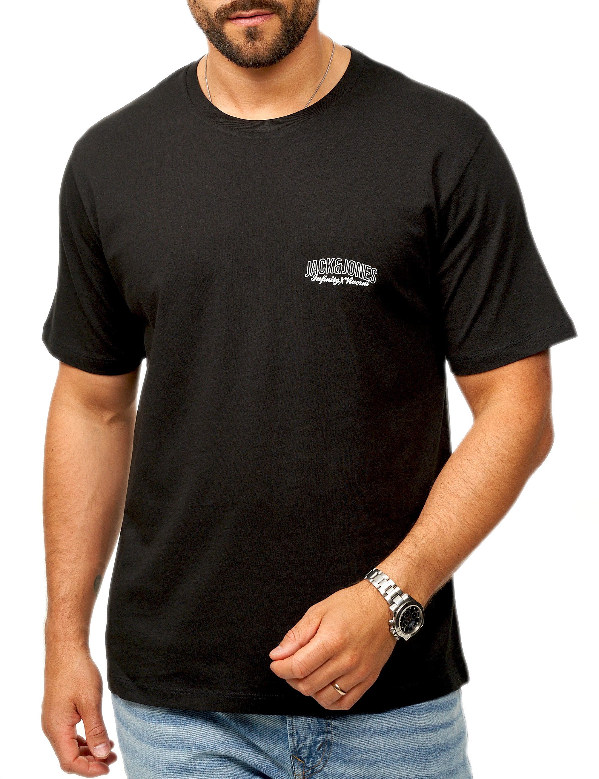 Jack & Jones T-Shirt INFINITY TEE MIT RUNDHALSAUSSCHNITT CREW NECK Herren Kurzarm Shirt aus 100% Baumwolle mit Logo Details im Modern-Fit – Bild 4 von 5