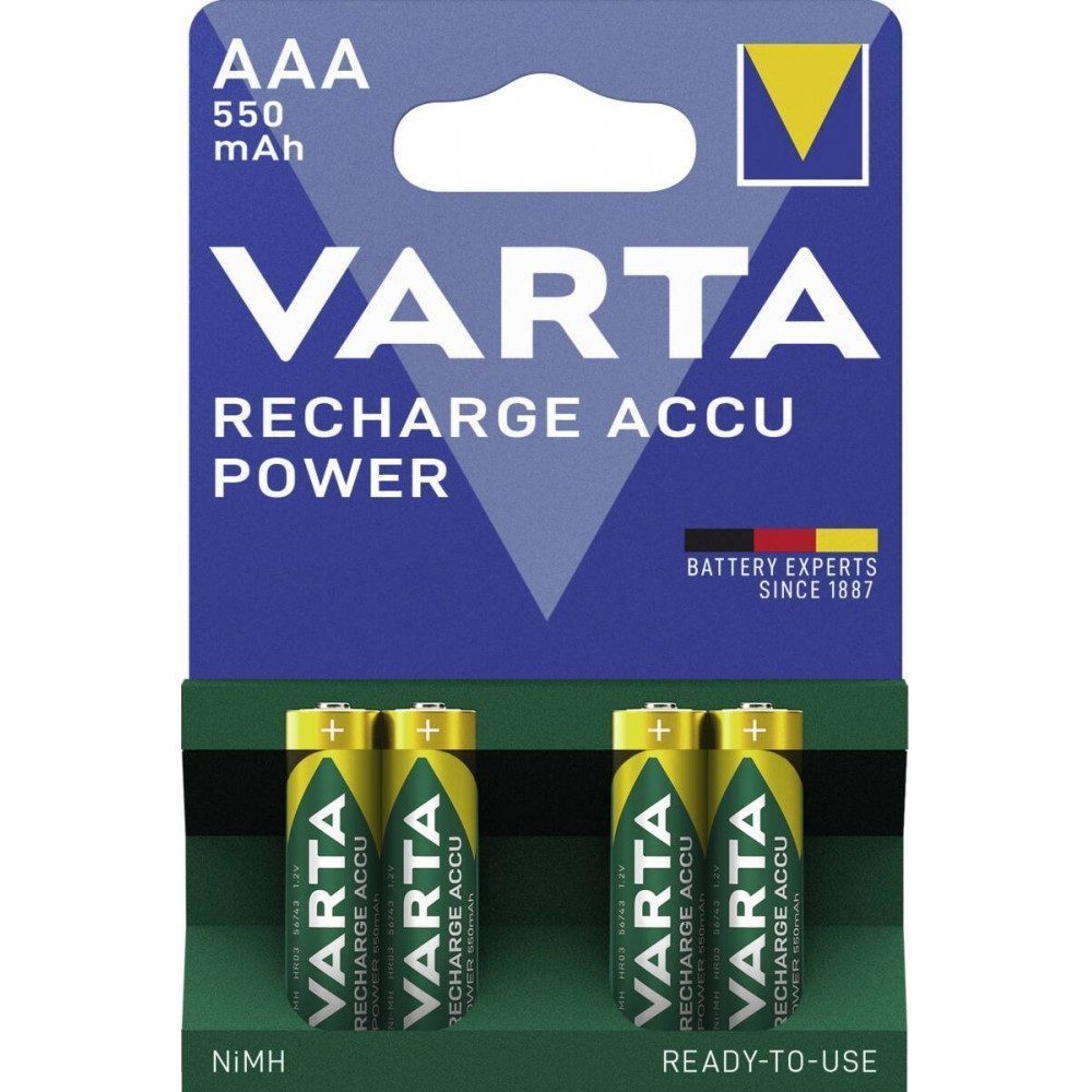 VARTA Varta RECH.AC.PowerAAA550mAh Bli 4 Micro (AAA)-Akku NiMH 550 mAh 1.2 V Batterie