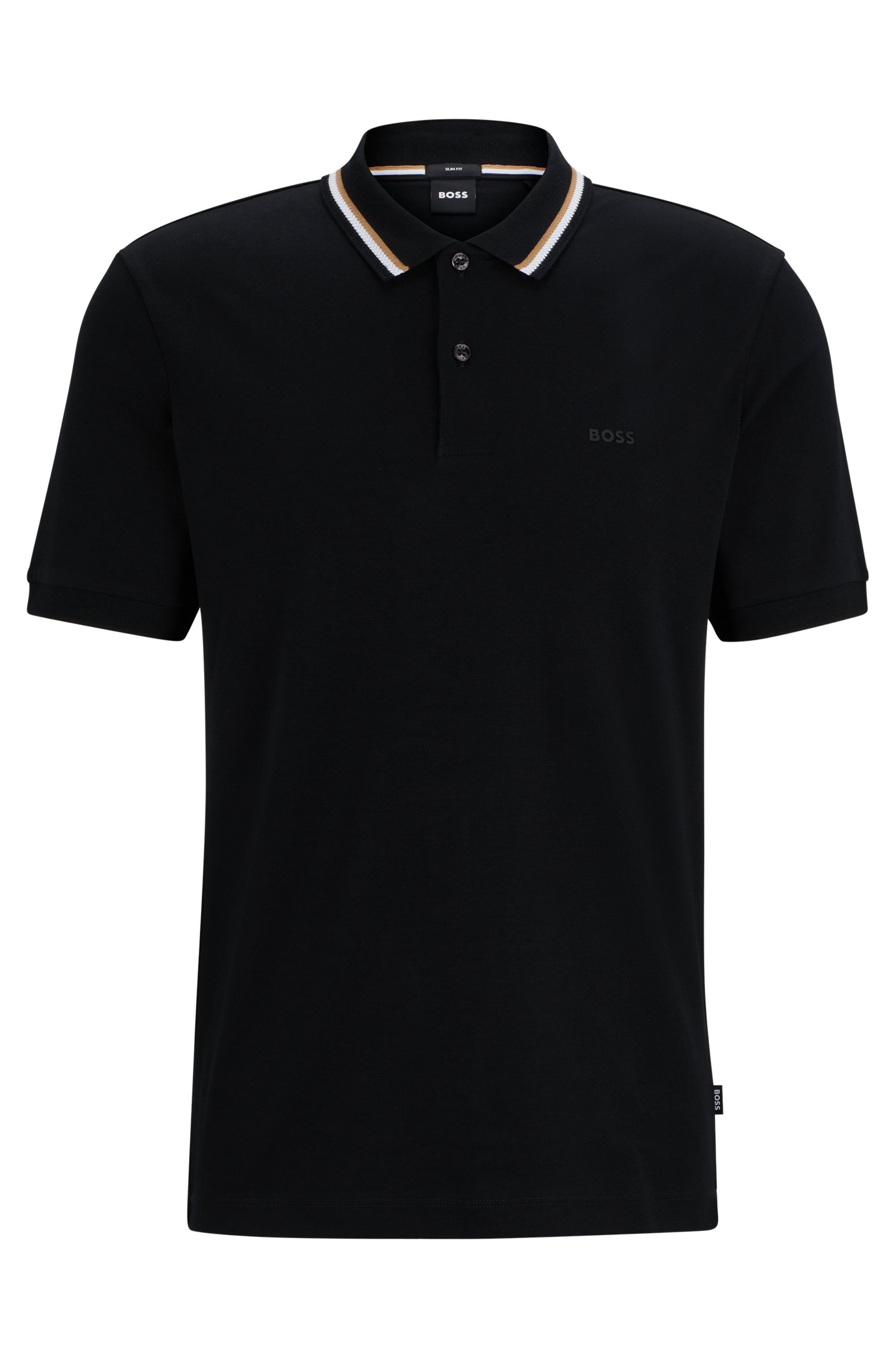 BOSS Poloshirt Penrose 38 aus Baumwolle mit gestreiftem Kragen, slim fit – Bild 4 von 5
