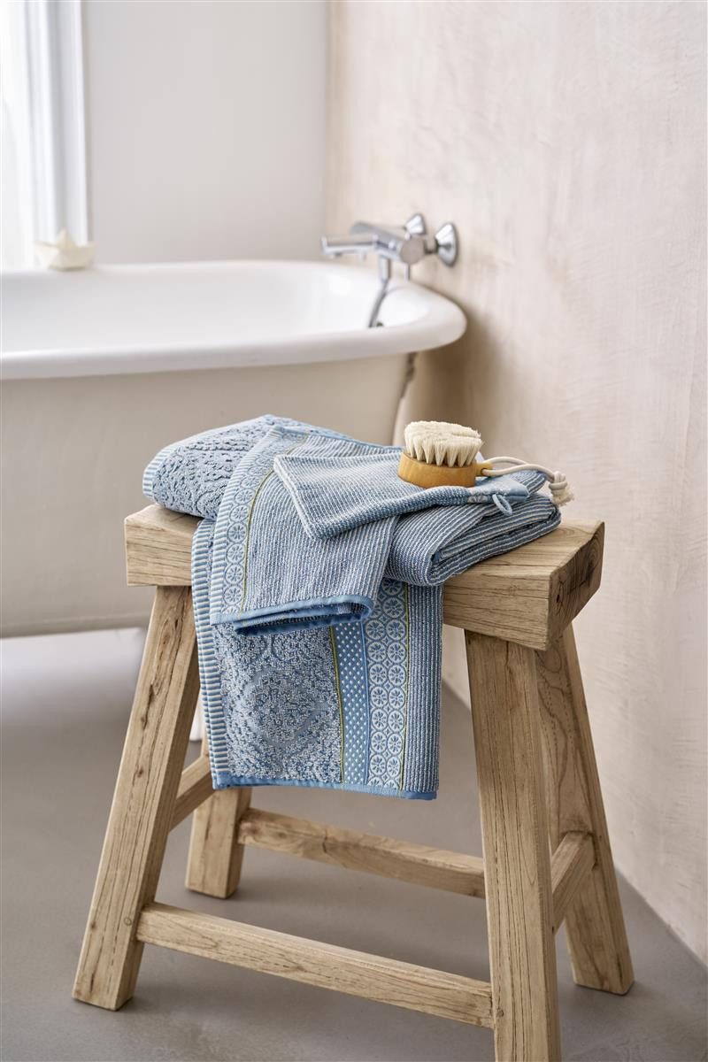 PiP Studio Gästehandtuch Soft Zellige Gästehandtuch blue grey 30x50cm (1 Stück), 100% Baumwolle (320903)