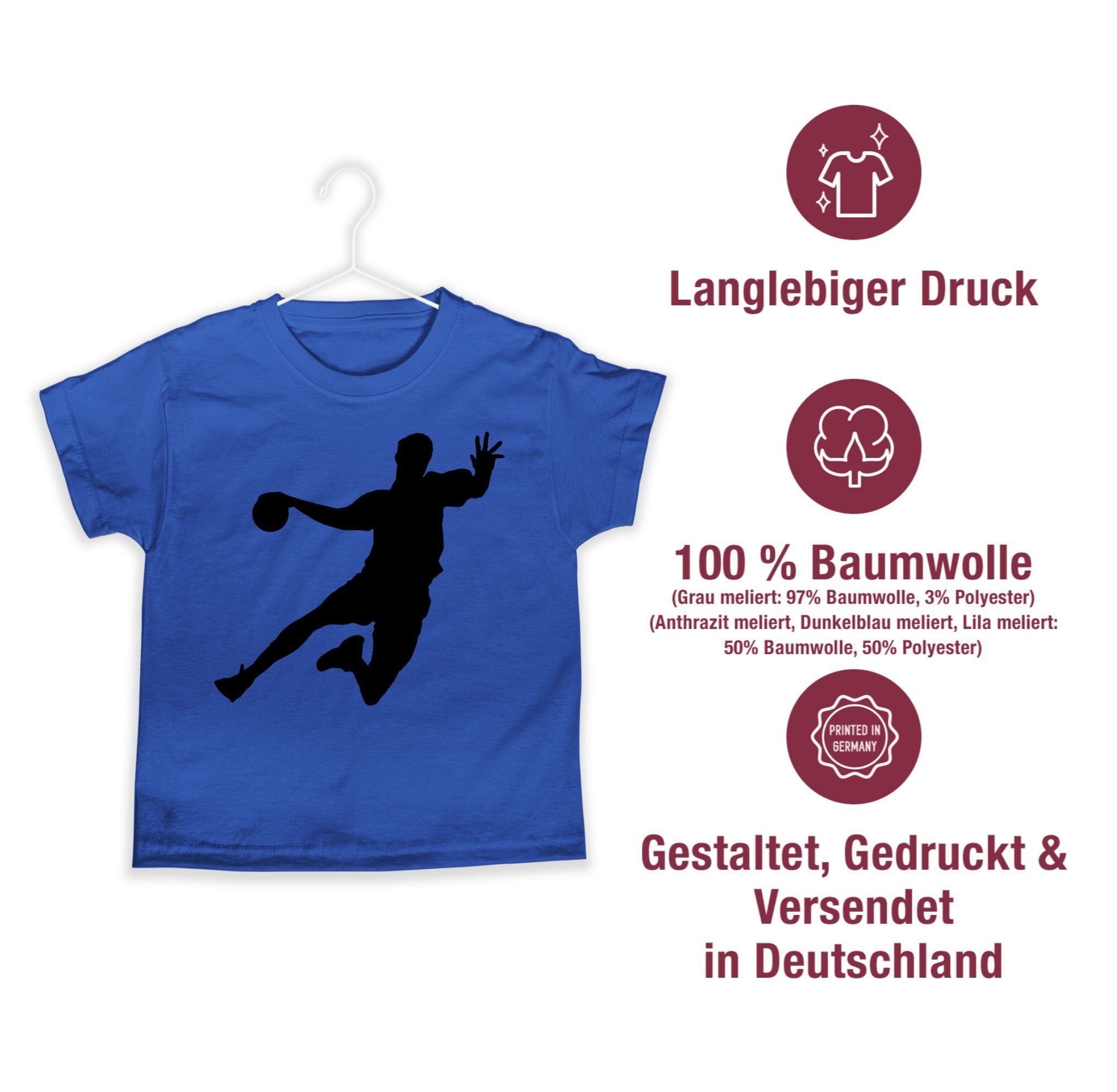 T-Shirt Sport Handballer Kleidung Kinder Shirtracer Royalblau 2